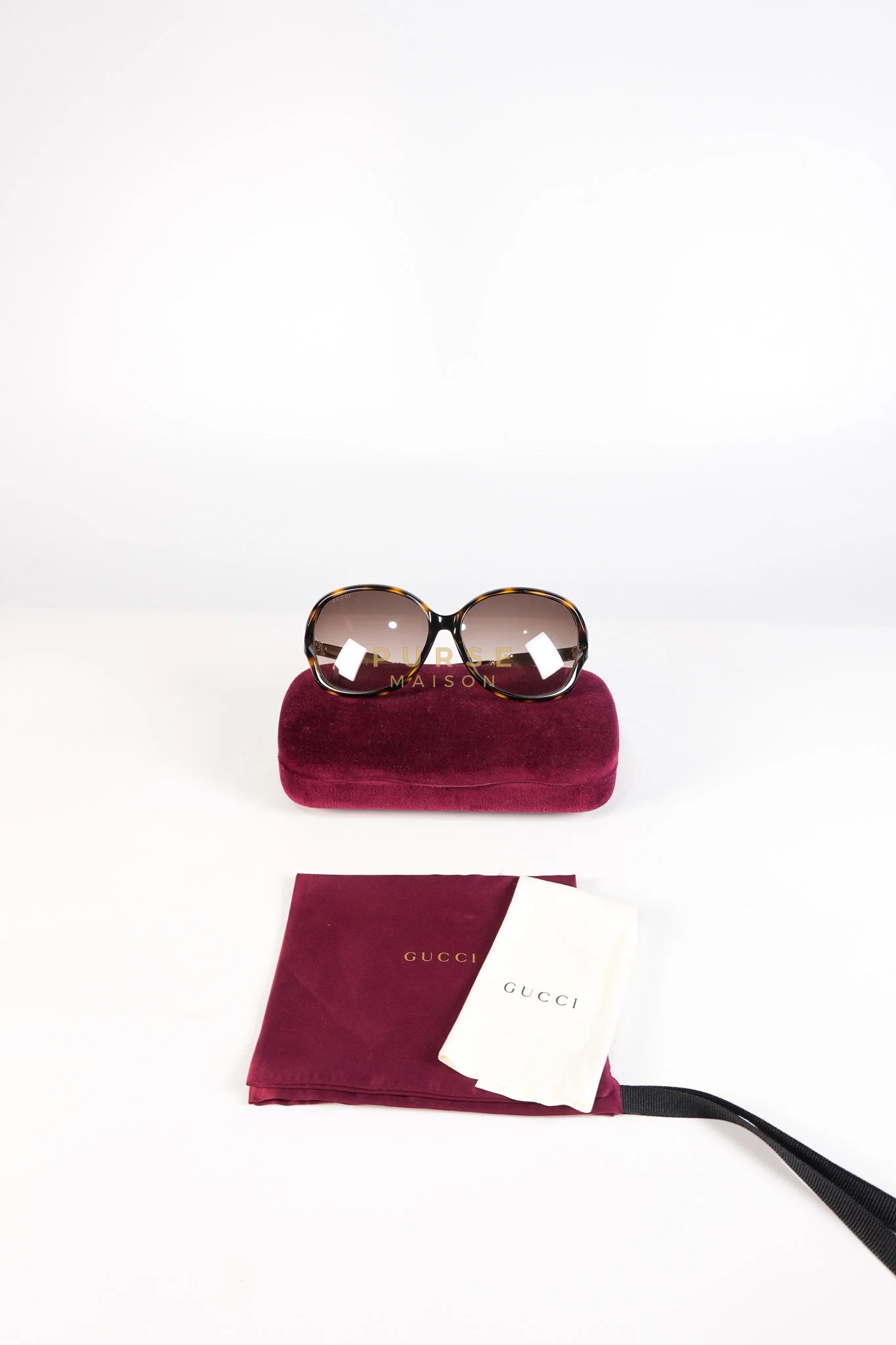 Gucci GG0076SK Tortoise Oversize Round Sunglasses in Black/Brown - Image 29
