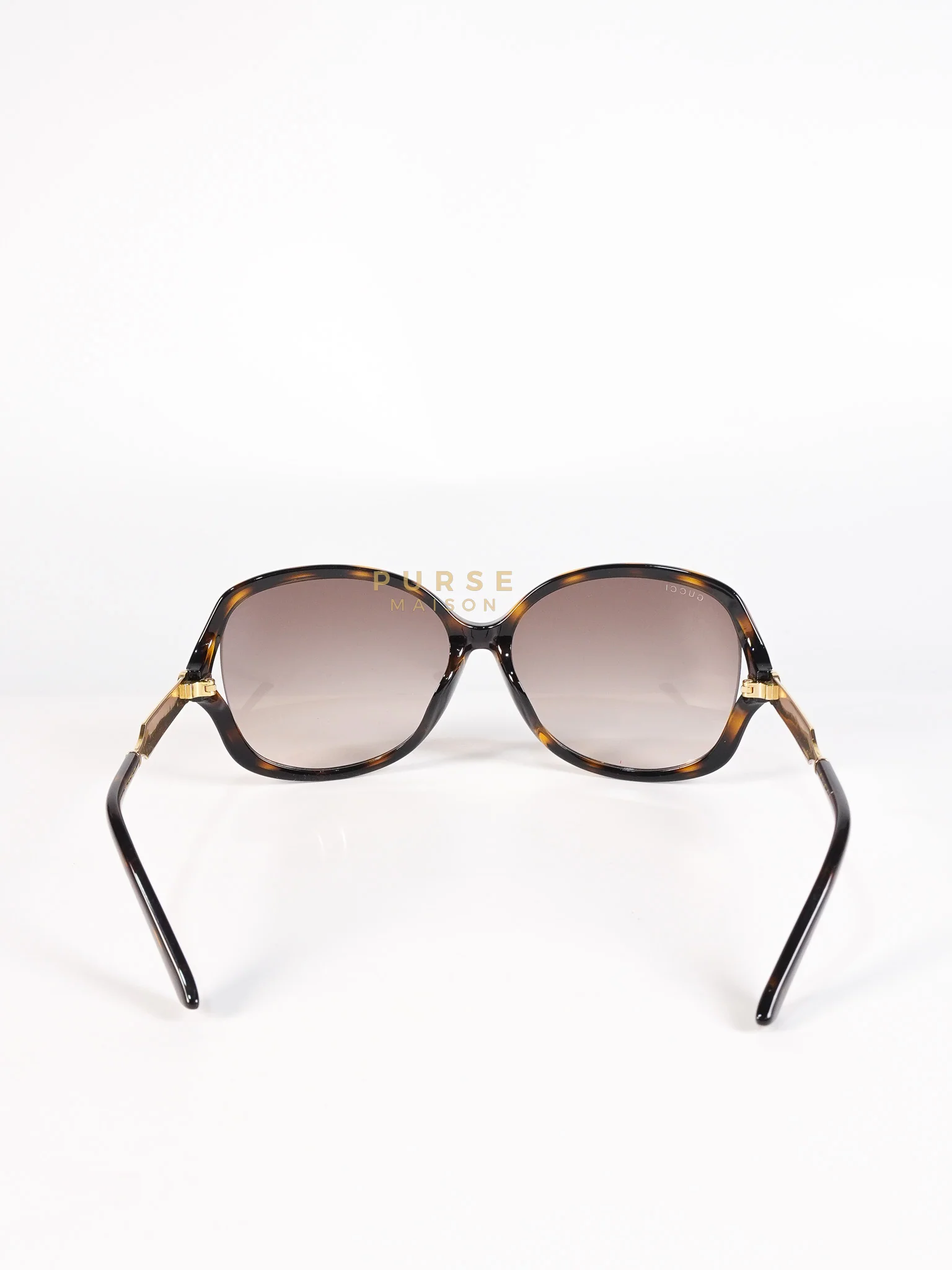 Gucci GG0076SK Tortoise Oversize Round Sunglasses in Black/Brown - Image 4