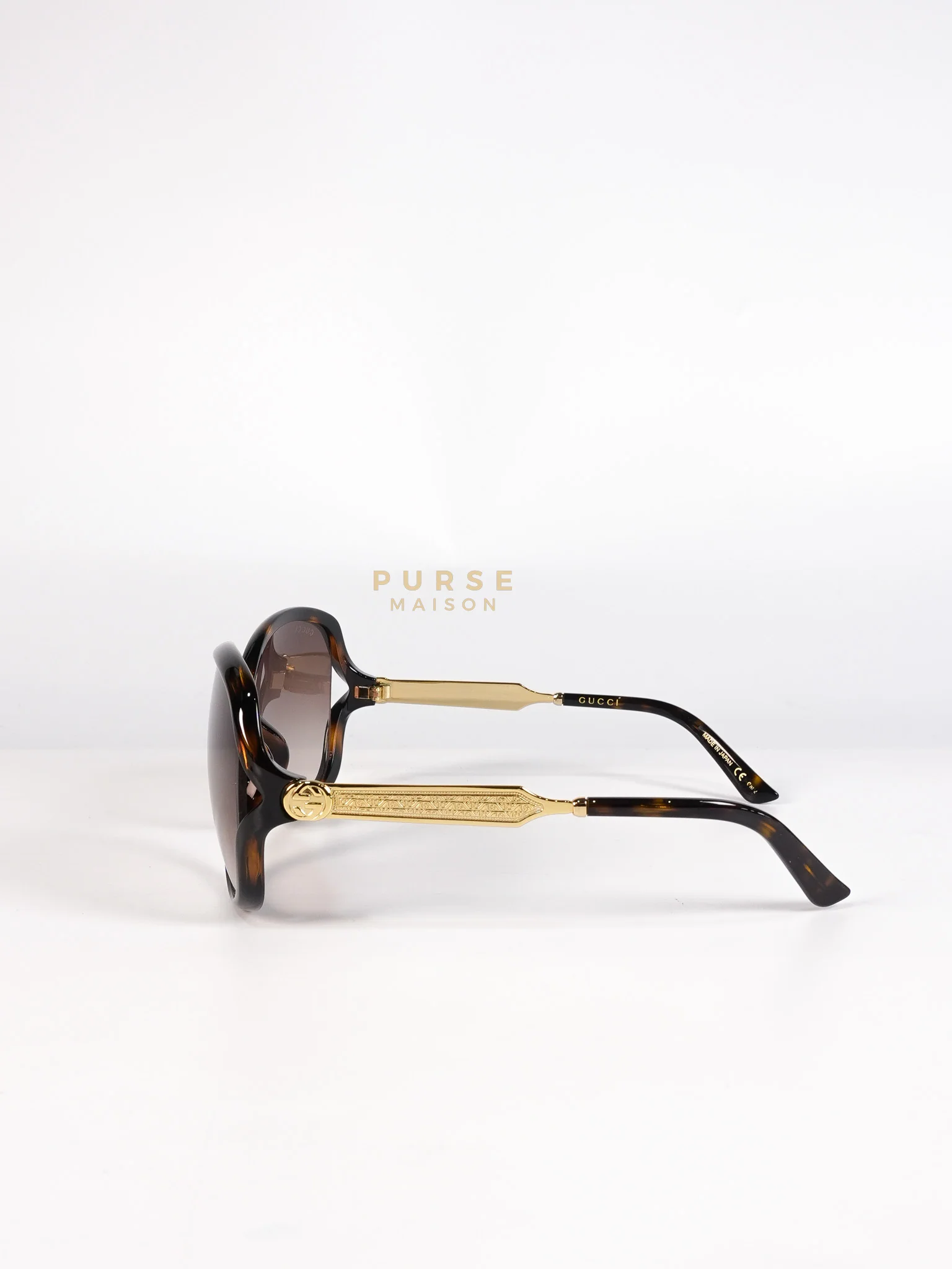 Gucci GG0076SK Tortoise Oversize Round Sunglasses in Black/Brown - Image 5