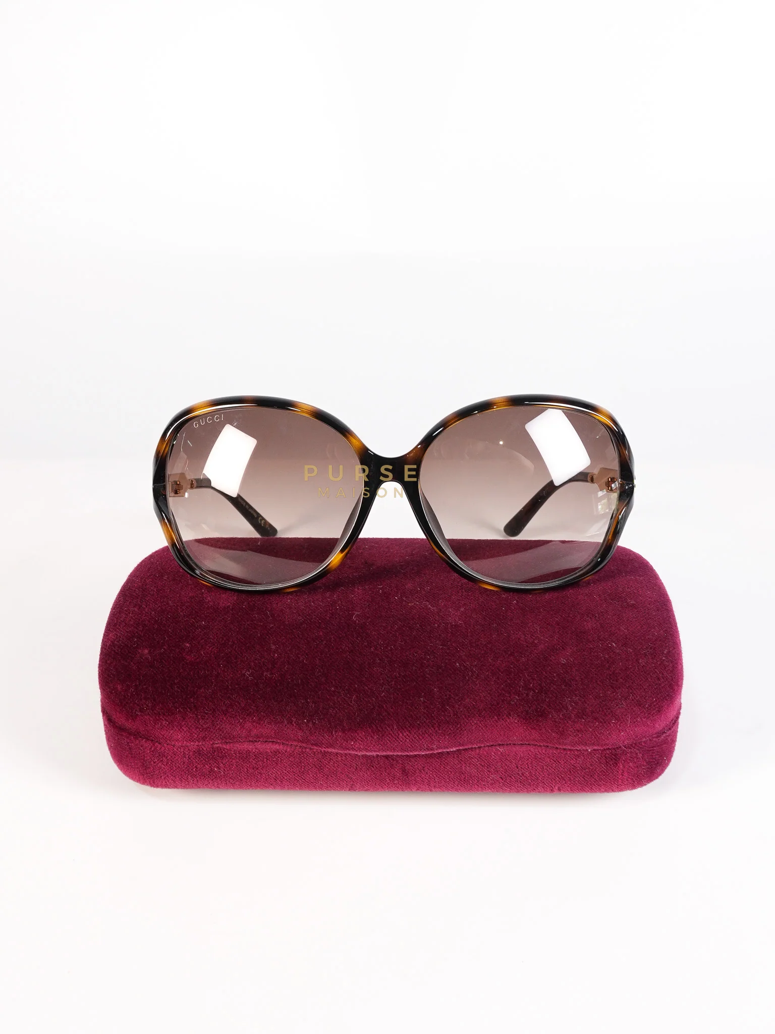 Gucci GG0076SK Tortoise Oversize Round Sunglasses in Black/Brown - Image 7
