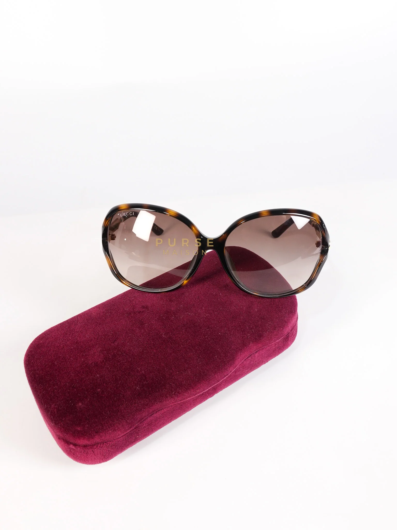 Gucci GG0076SK Tortoise Oversize Round Sunglasses in Black/Brown - Image 8