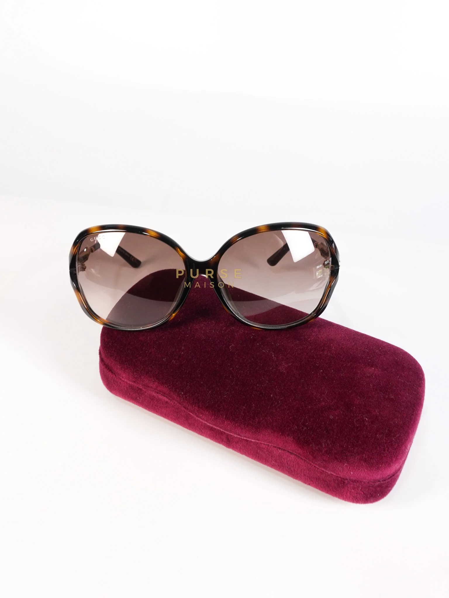 Gucci GG0076SK Tortoise Oversize Round Sunglasses in Black/Brown - Image 9