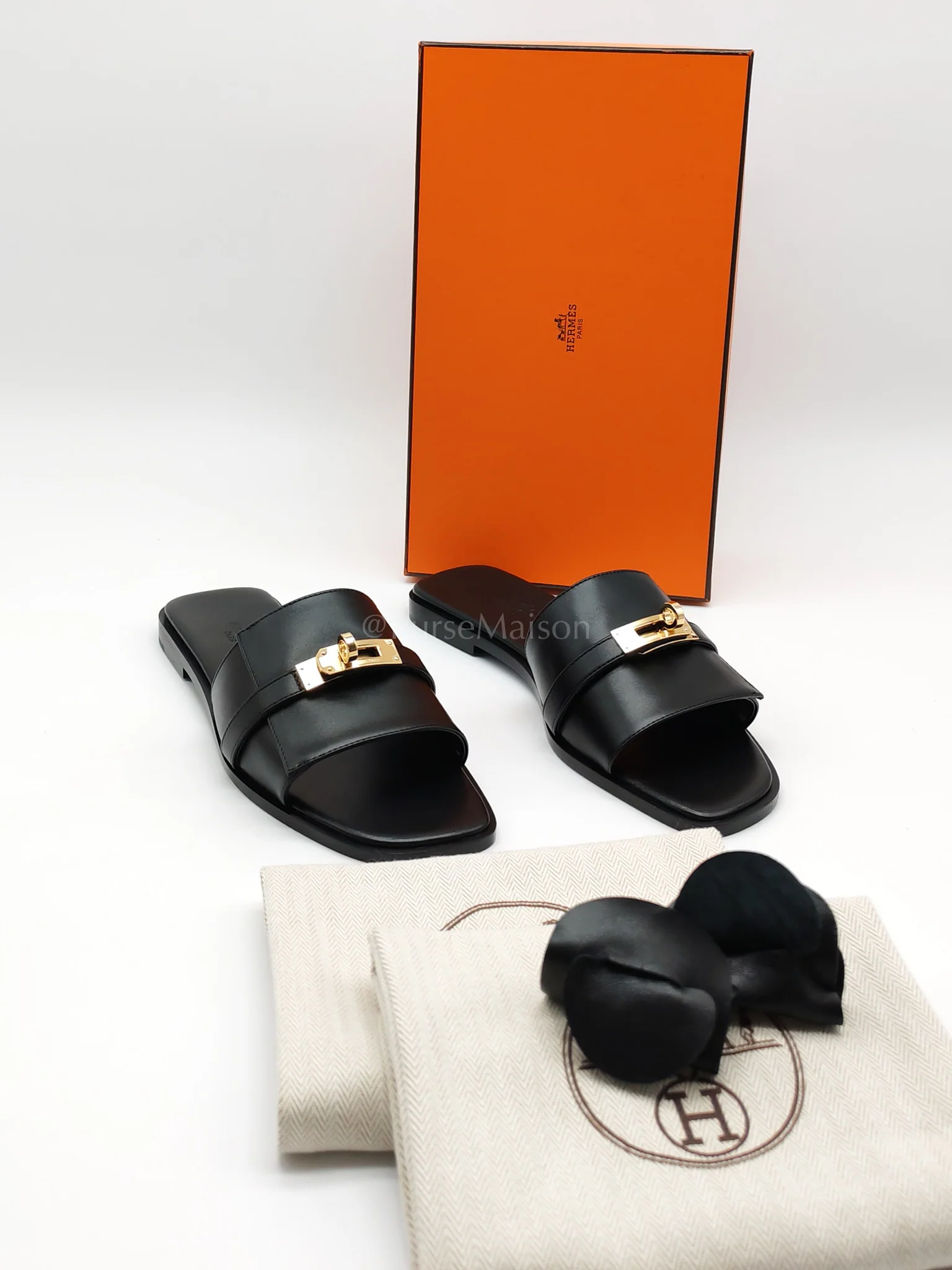 Hermes Giulia Black Sandals Size 38EU (24.5 CM) - Image 15