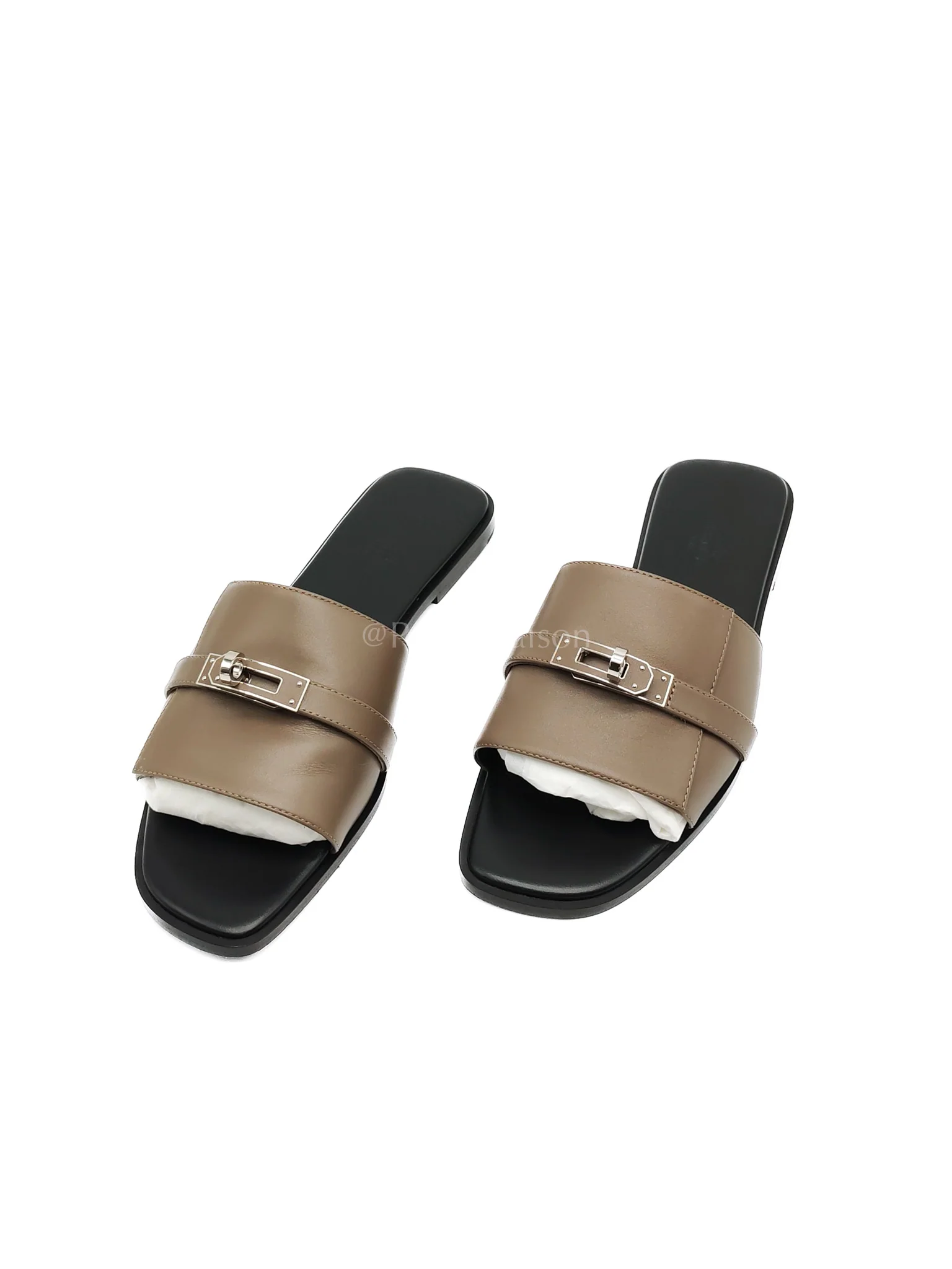 Hermes Giulia Sandals in Taupe Calfskin Leather Palladium Hardware Size 39 EU(25 cm) - Image 2