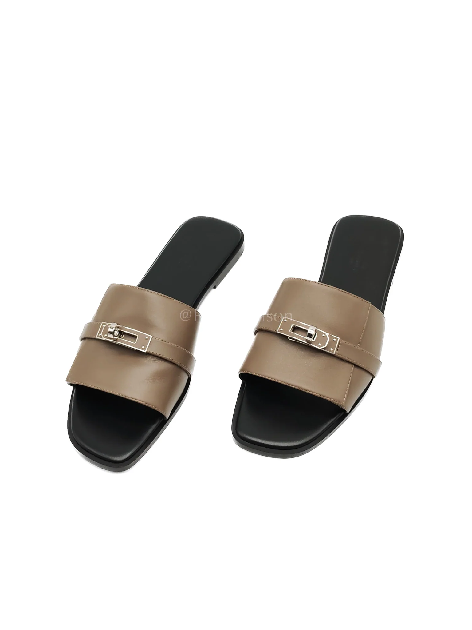 Hermes Giulia Sandals in Taupe Calfskin Leather Palladium Hardware Size 39 EU(25 cm) - Image 3