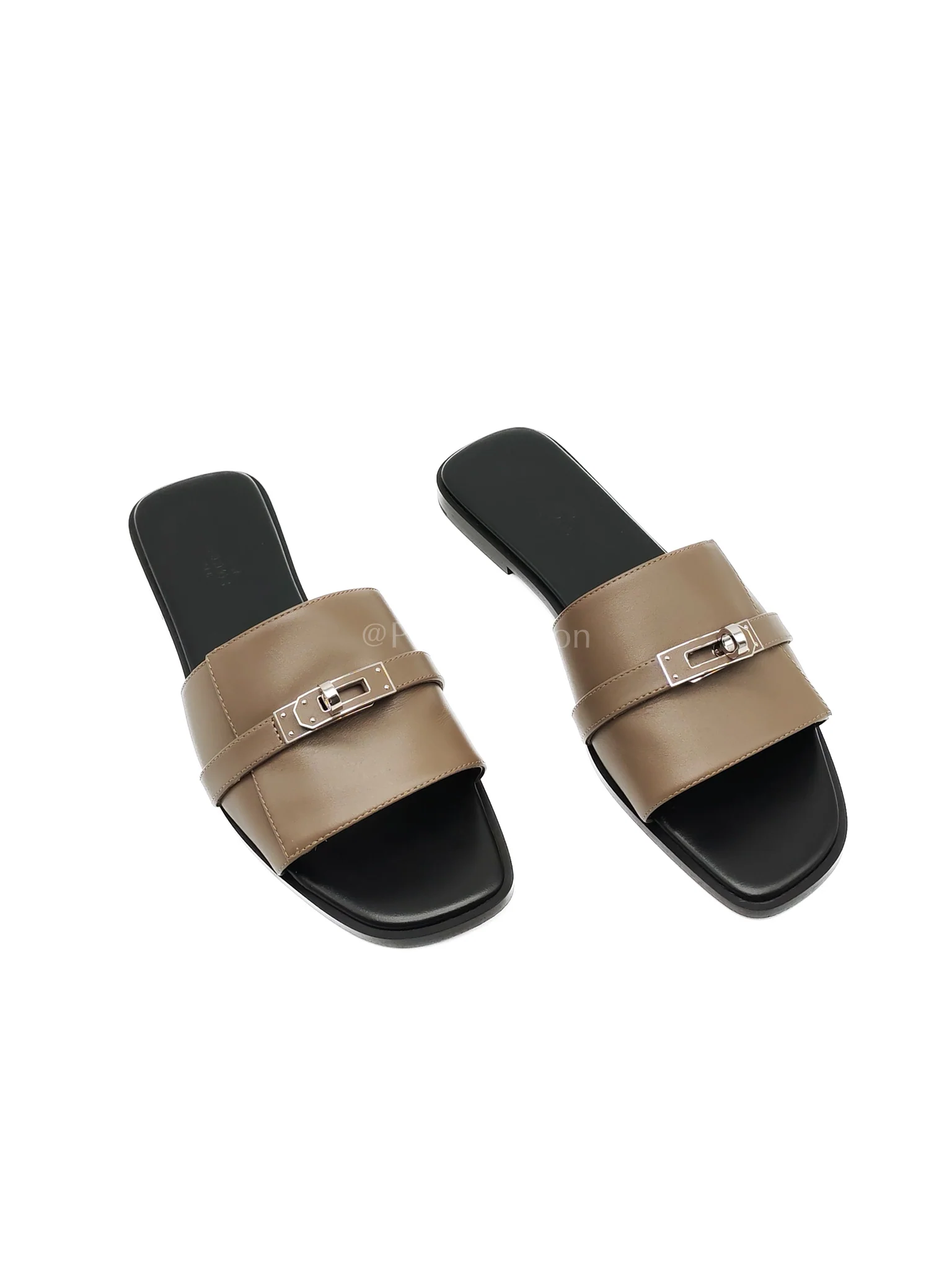 Hermes Giulia Sandals in Taupe Calfskin Leather Palladium Hardware Size 39 EU(25 cm) - Image 4