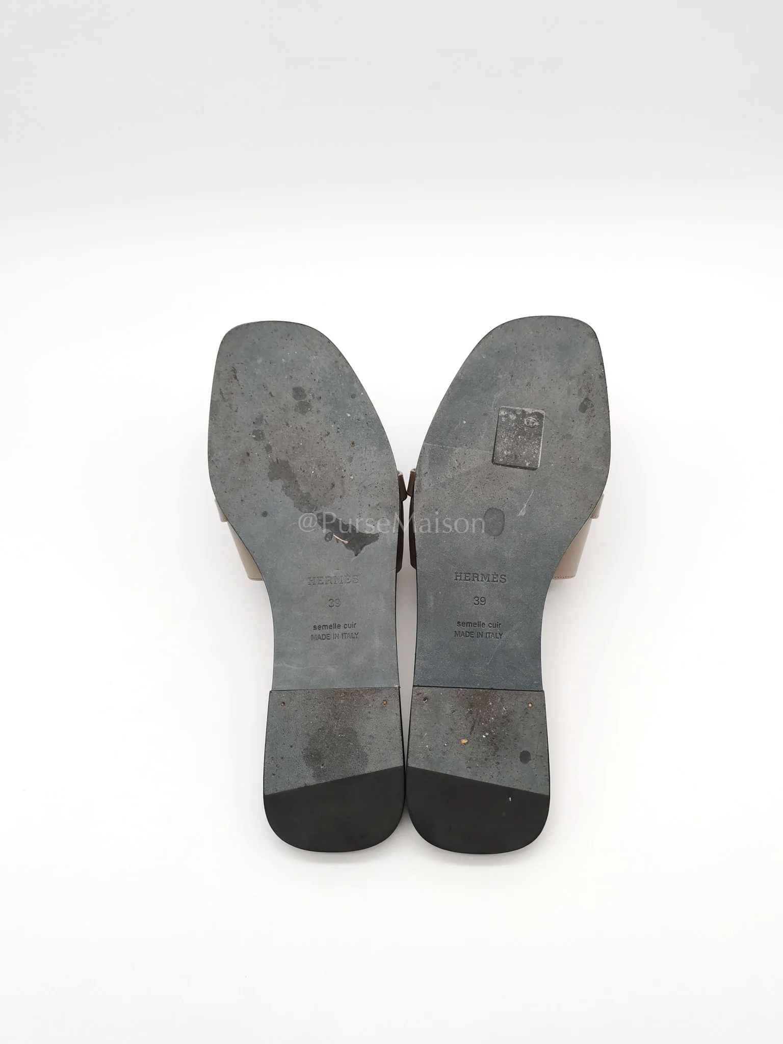 Hermes Giulia Sandals in Taupe Calfskin Leather Palladium Hardware Size 39 EU(25 cm) - Image 7