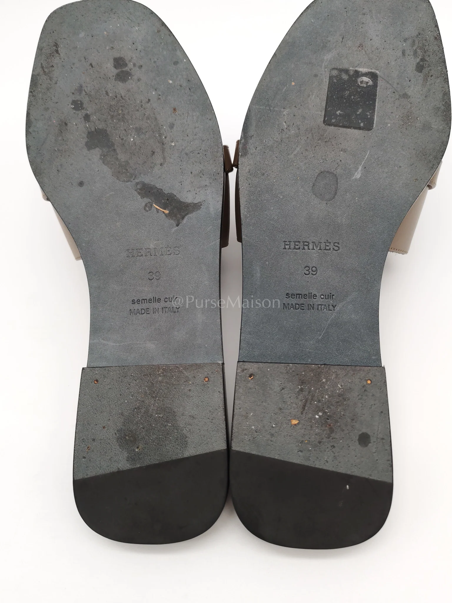 Hermes Giulia Sandals in Taupe Calfskin Leather Palladium Hardware Size 39 EU(25 cm) - Image 8