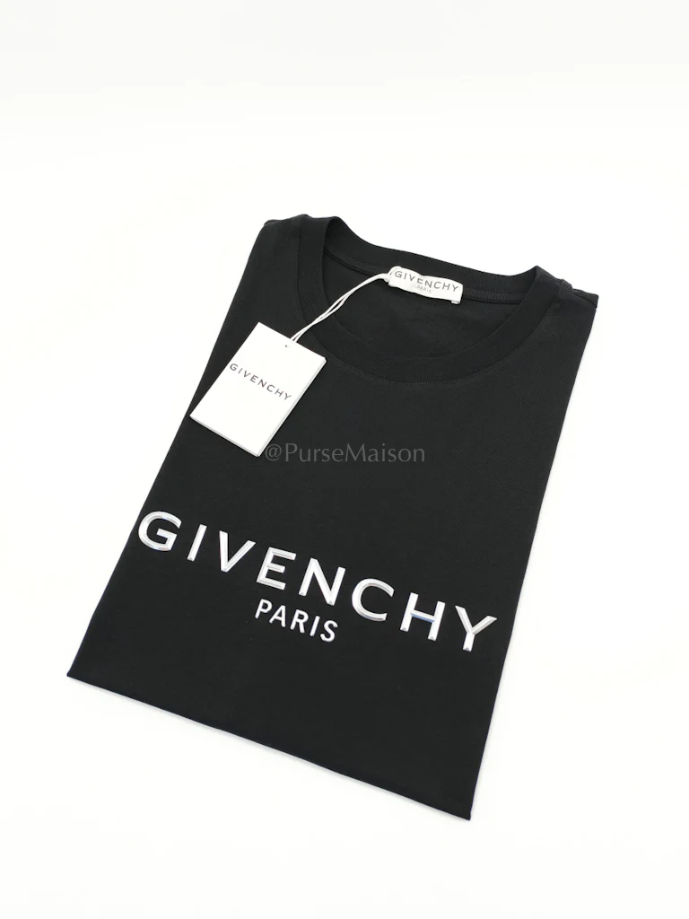 Givenchy Black Silver Logo T-Shirt (Regular Fit) Size Large - Image 2