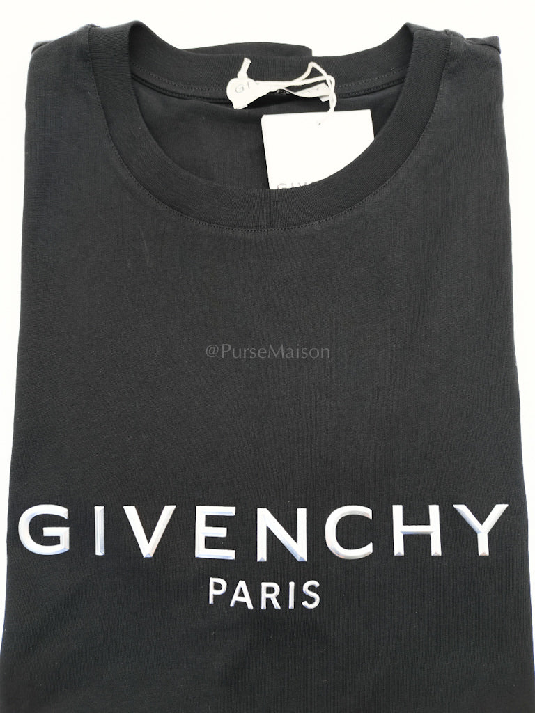 Givenchy Black Silver Logo T-Shirt (Regular Fit) Size Large - Image 3