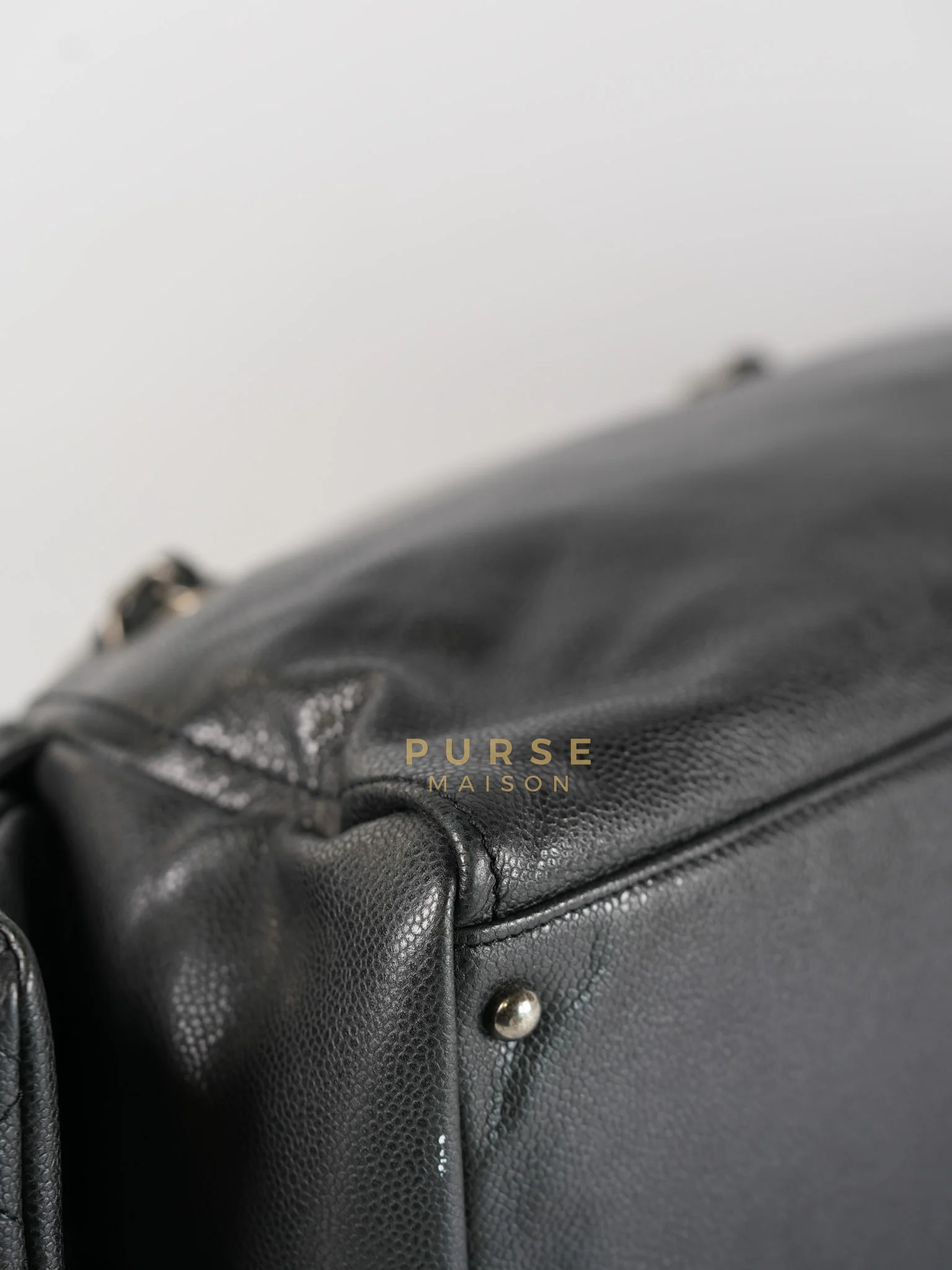 Chanel Glazed Bowling Bag Large in Black Caviar Leather and Ruthenium Hardware (Series 13) - Image 10