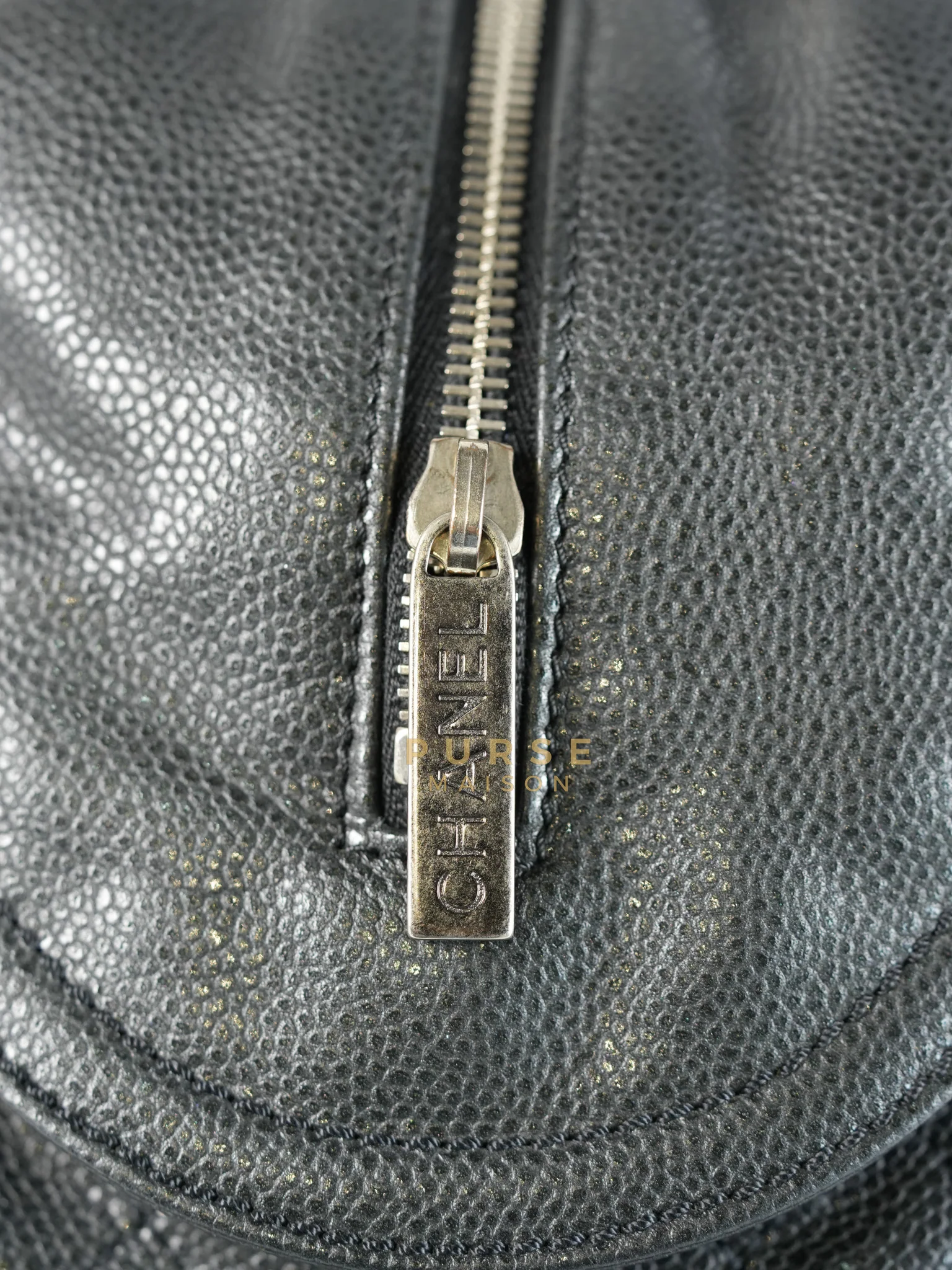 Chanel Glazed Bowling Bag Large in Black Caviar Leather and Ruthenium Hardware (Series 13) - Image 20