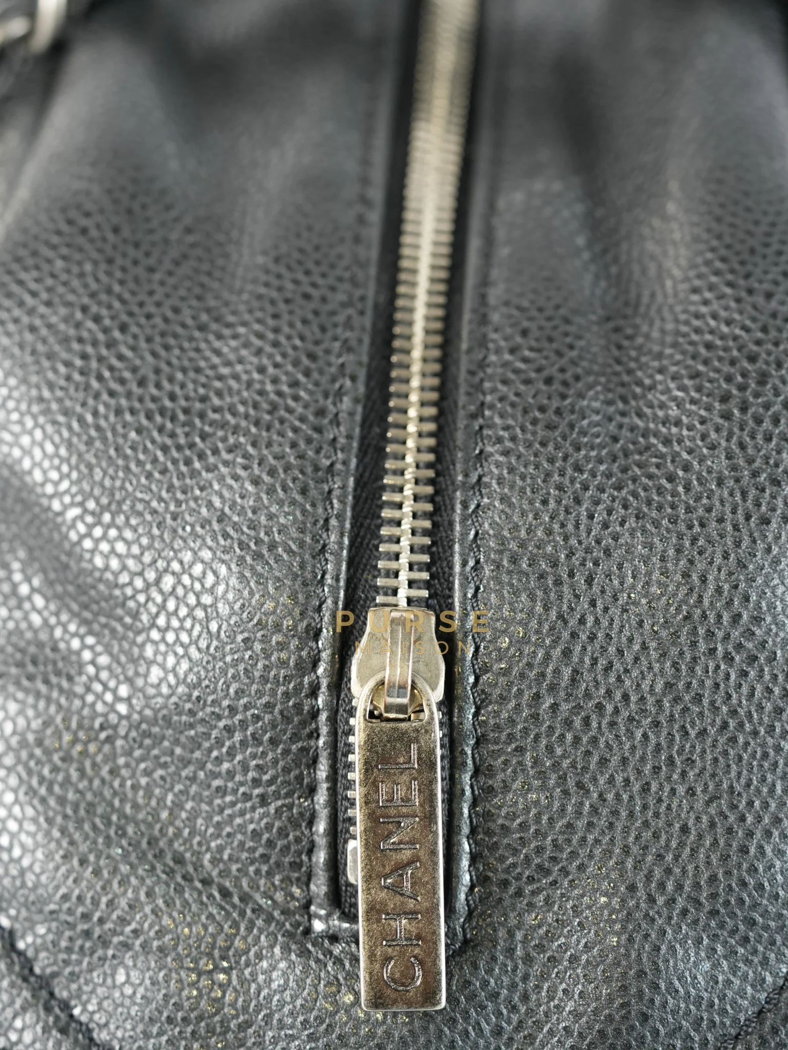 Chanel Glazed Bowling Bag Large in Black Caviar Leather and Ruthenium Hardware (Series 13) - Image 21