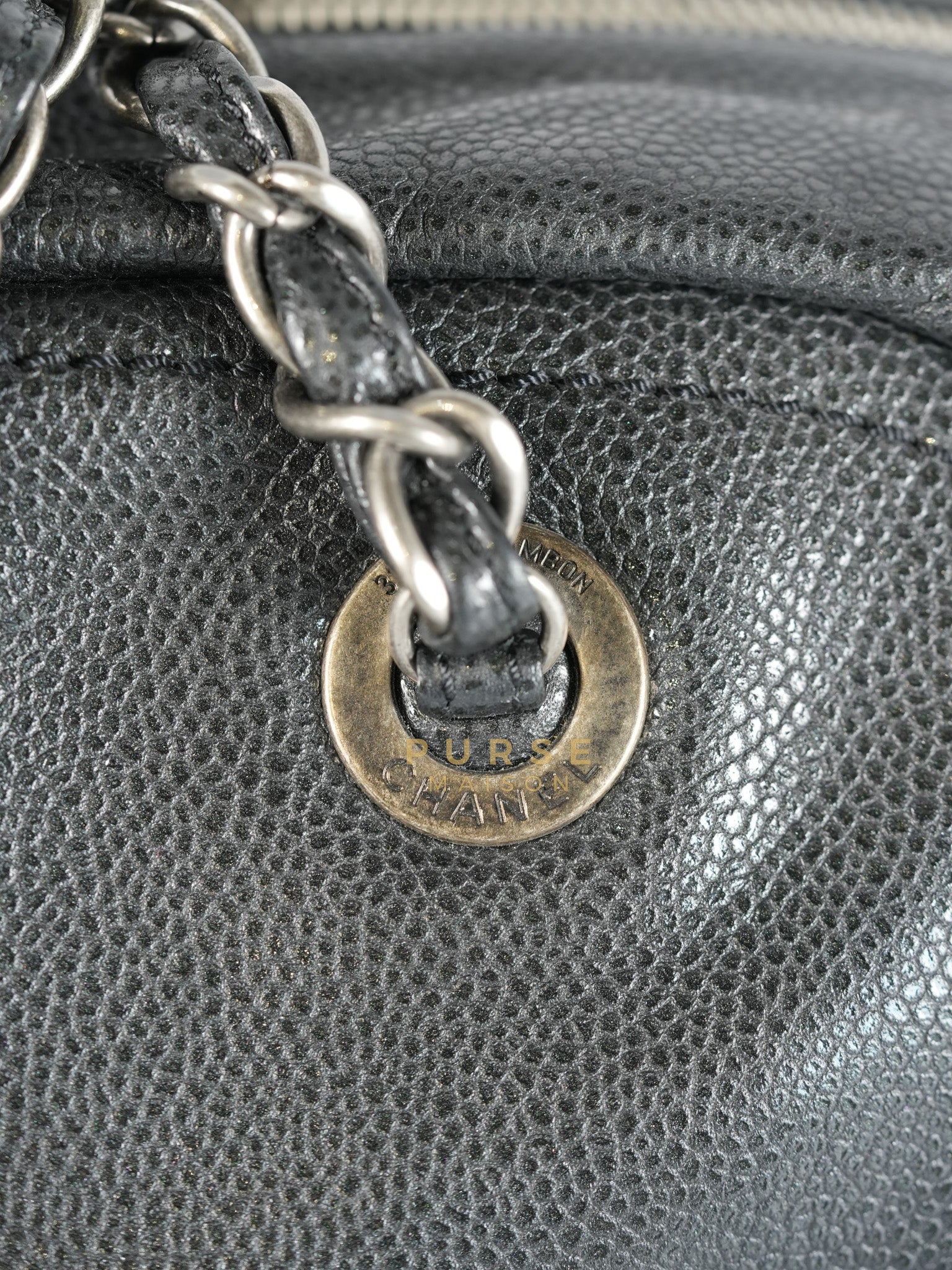 Chanel Glazed Bowling Bag Large in Black Caviar Leather and Ruthenium Hardware (Series 13) - Image 22