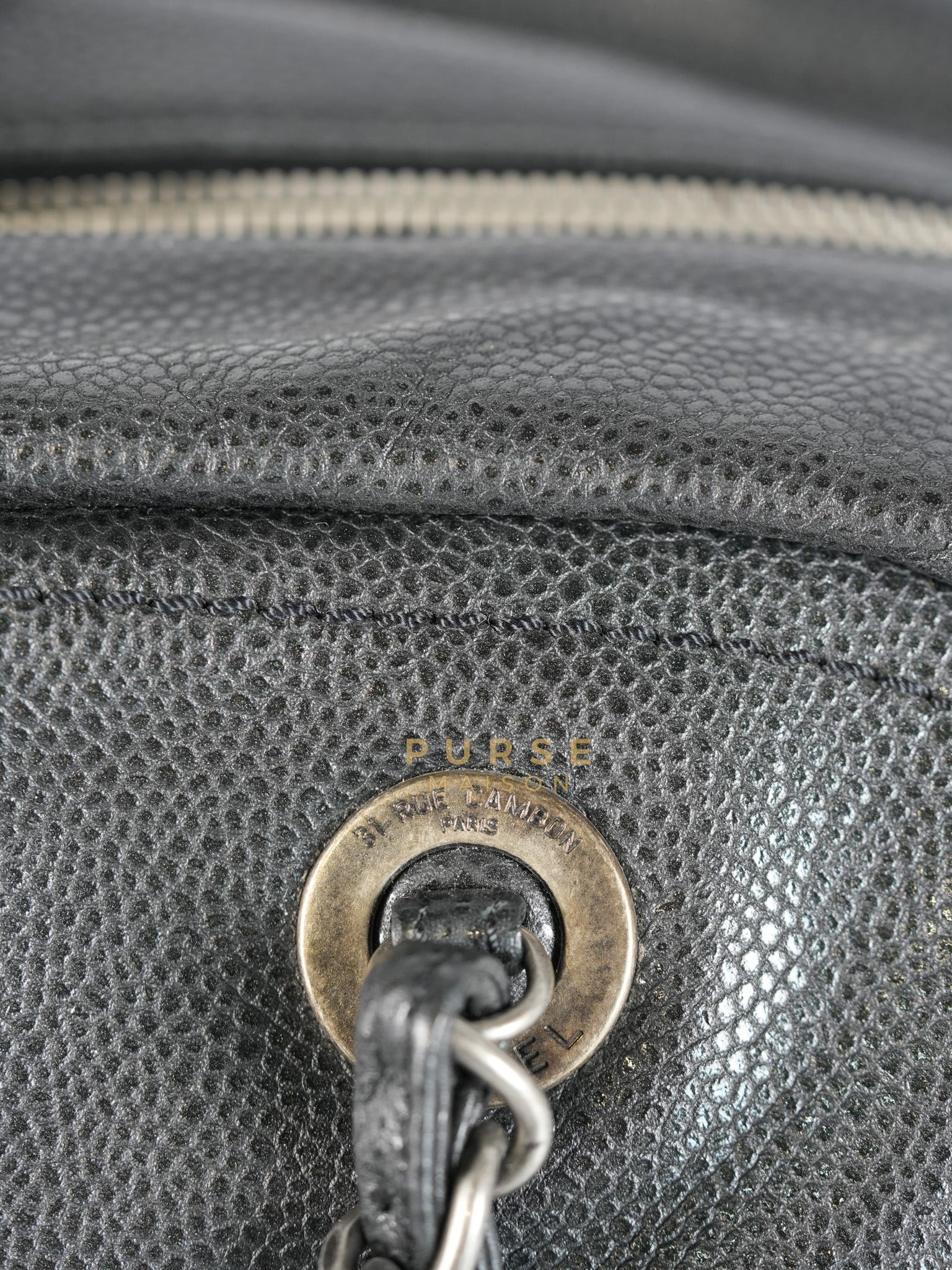 Chanel Glazed Bowling Bag Large in Black Caviar Leather and Ruthenium Hardware (Series 13) - Image 23