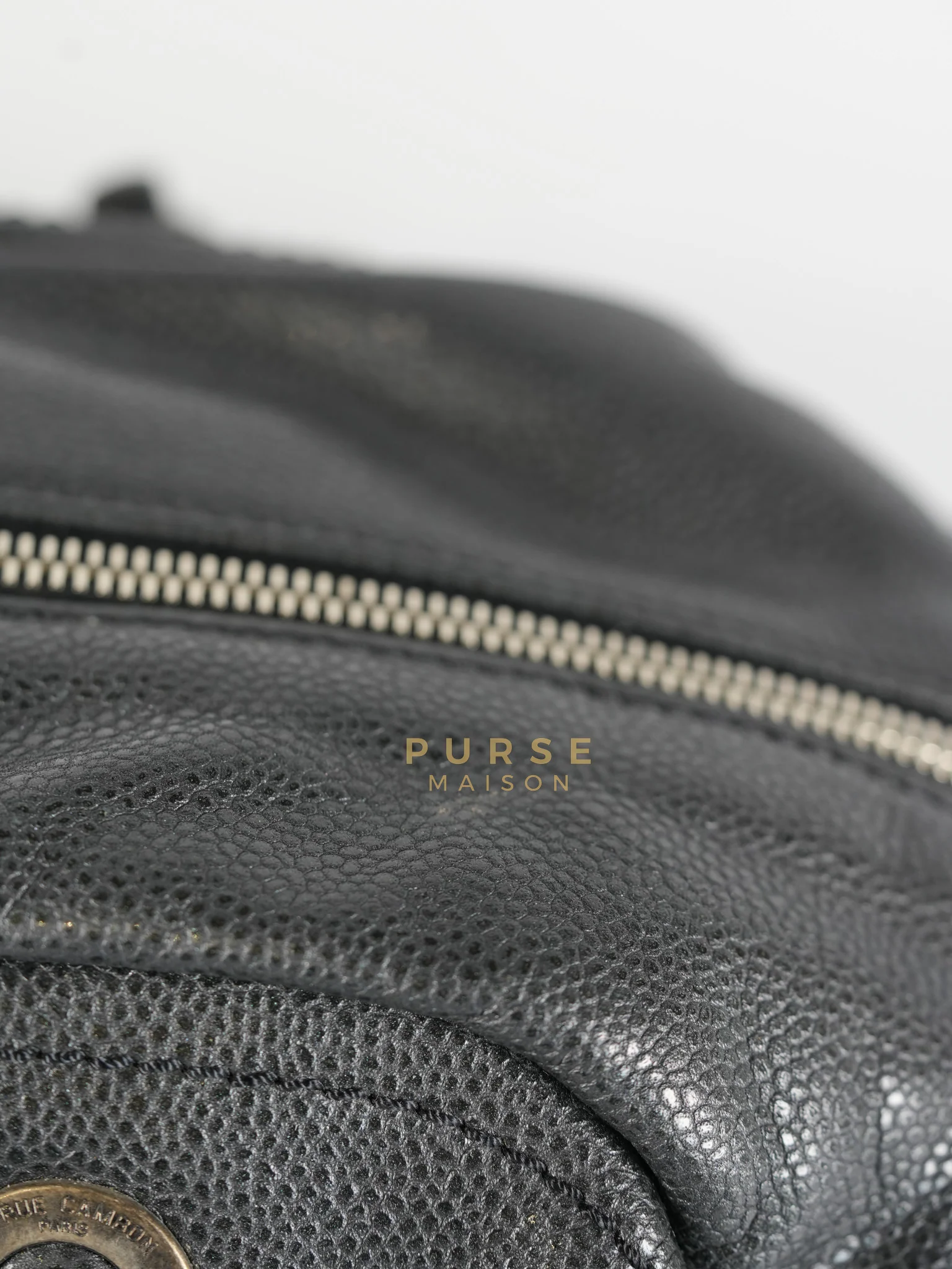 Chanel Glazed Bowling Bag Large in Black Caviar Leather and Ruthenium Hardware (Series 13) - Image 25