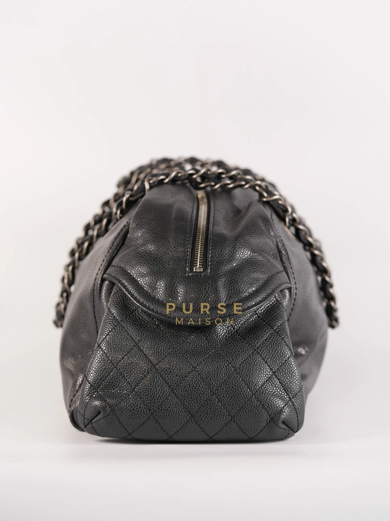 Chanel Glazed Bowling Bag Large in Black Caviar Leather and Ruthenium Hardware (Series 13) - Image 6