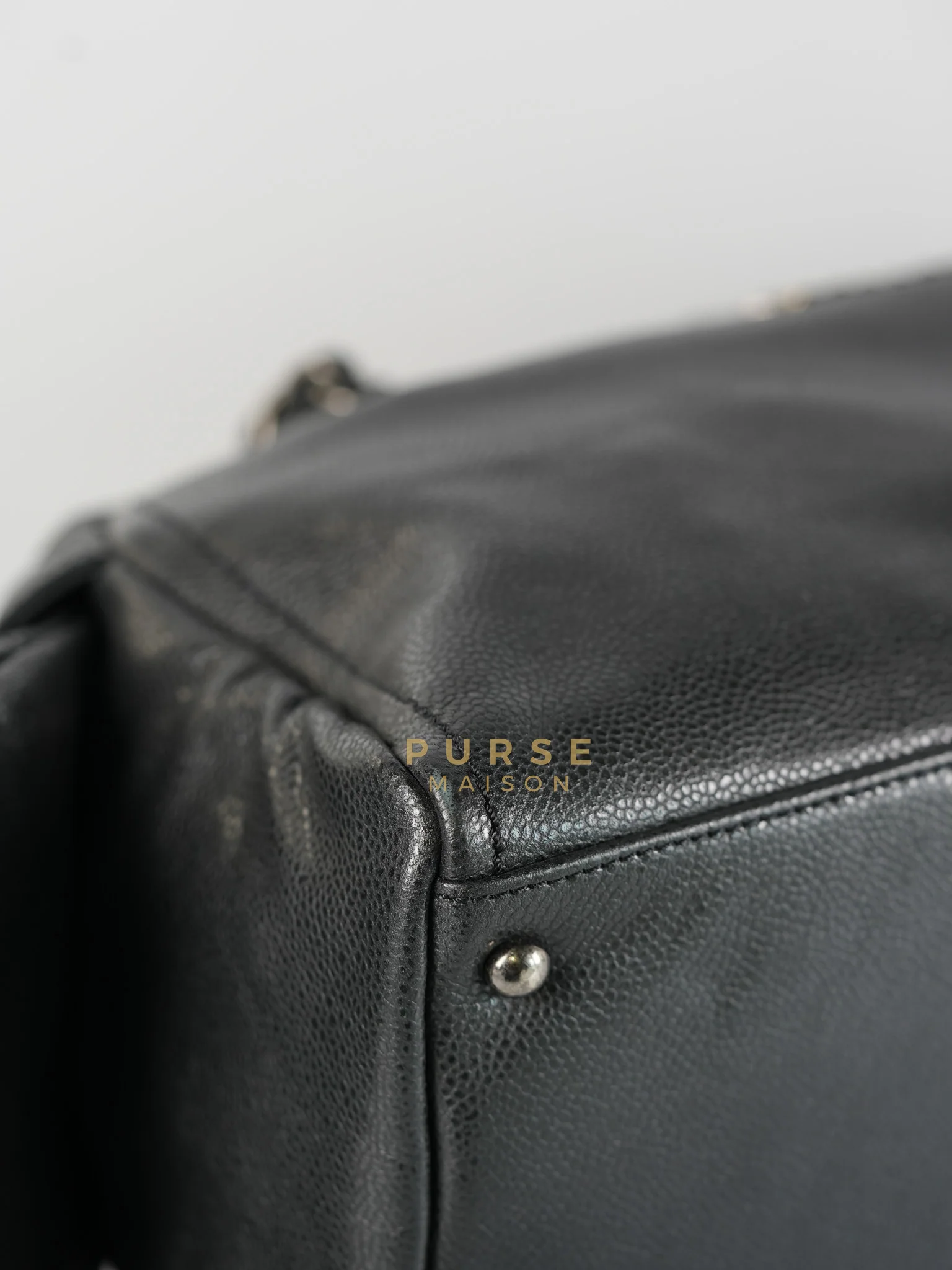 Chanel Glazed Bowling Bag Large in Black Caviar Leather and Ruthenium Hardware (Series 13) - Image 8