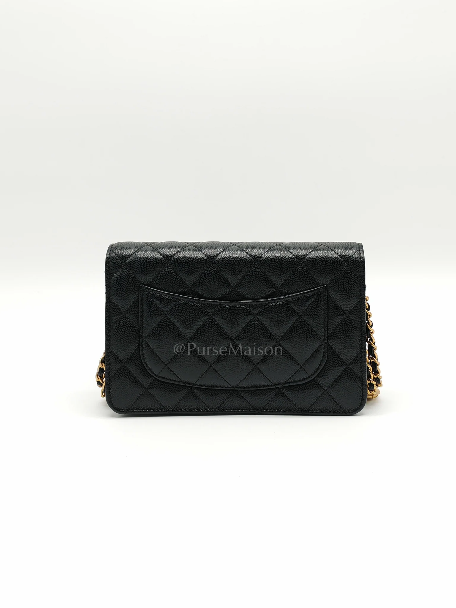 Chanel Gold Coin Wallet On Chain(WOC) Black Caviar Leather Aged Gold Hardware (Microchip) - Image 4