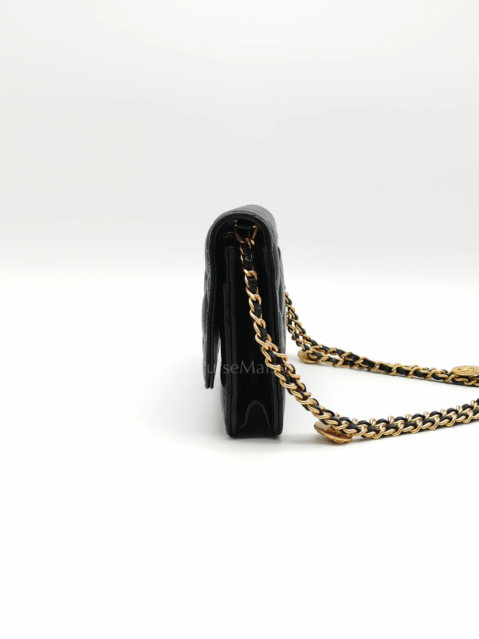 Chanel Gold Coin Wallet On Chain(WOC) Black Caviar Leather Aged Gold Hardware (Microchip) - Image 5