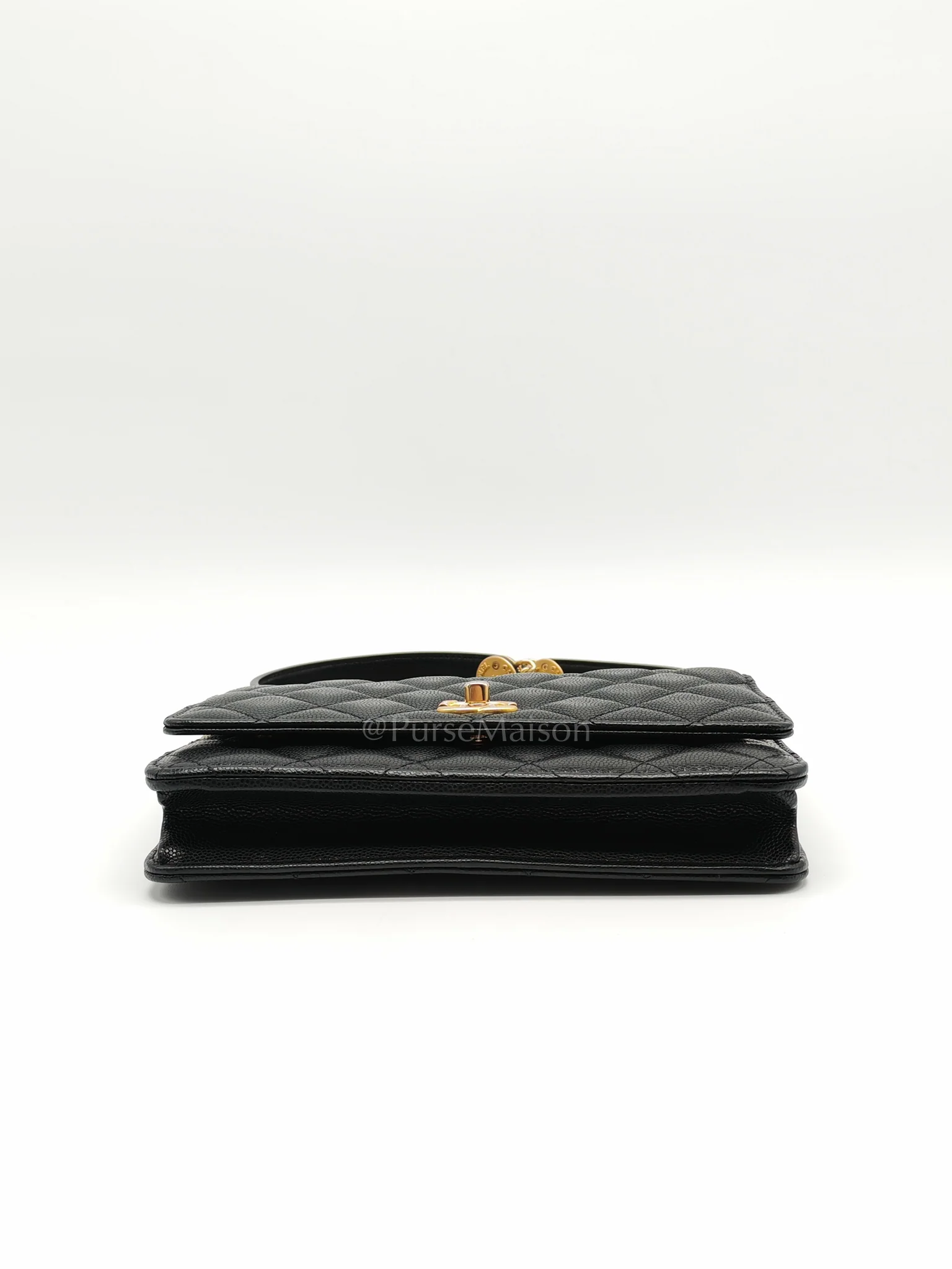 Chanel Gold Coin Wallet On Chain(WOC) Black Caviar Leather Aged Gold Hardware (Microchip) - Image 7