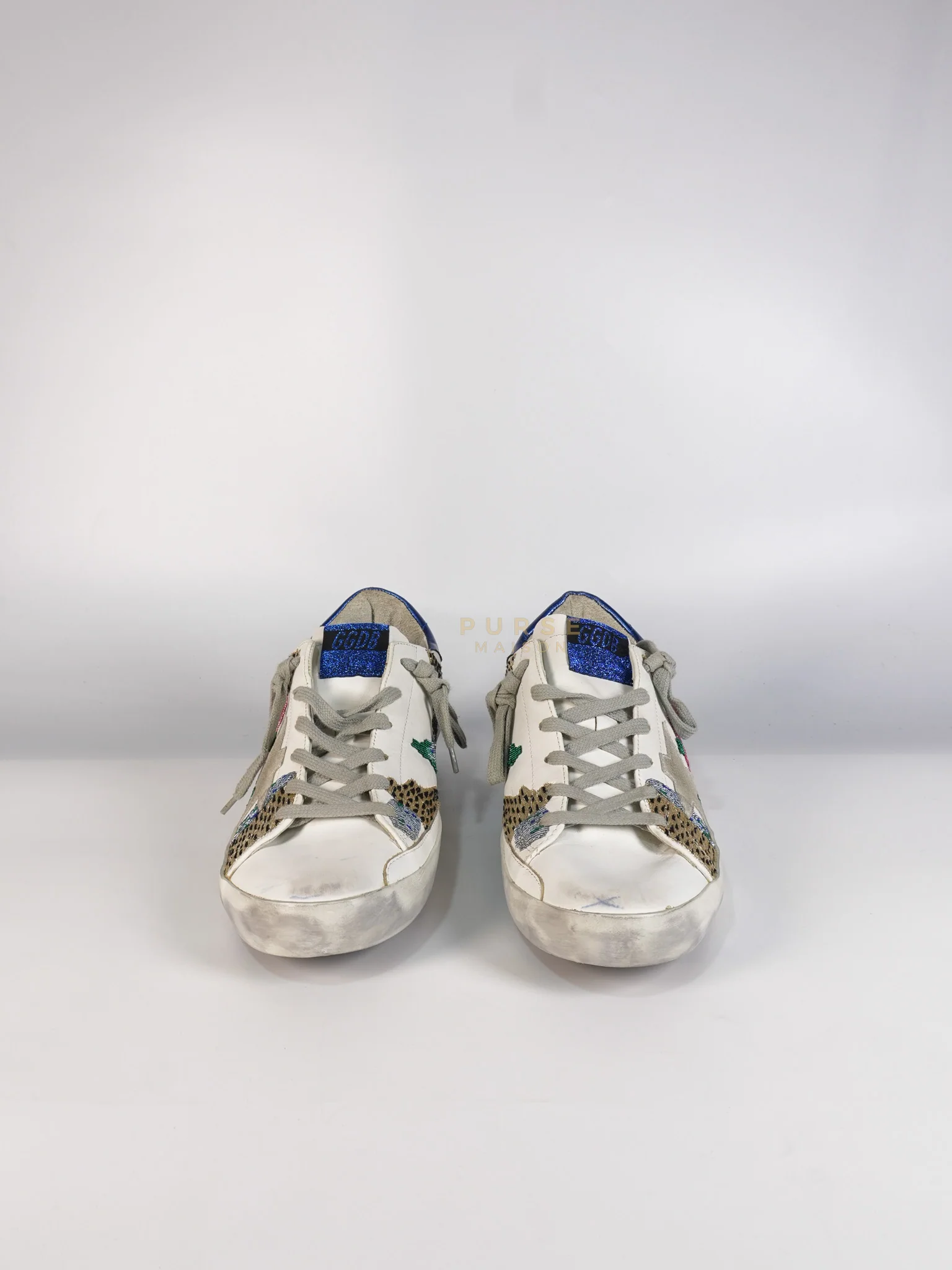 Golden Goose Super-Star Classic Suede Toe Leather Quarter Glitter (White/Ice/Gold/Black Sneakers Size 40 (25cm)