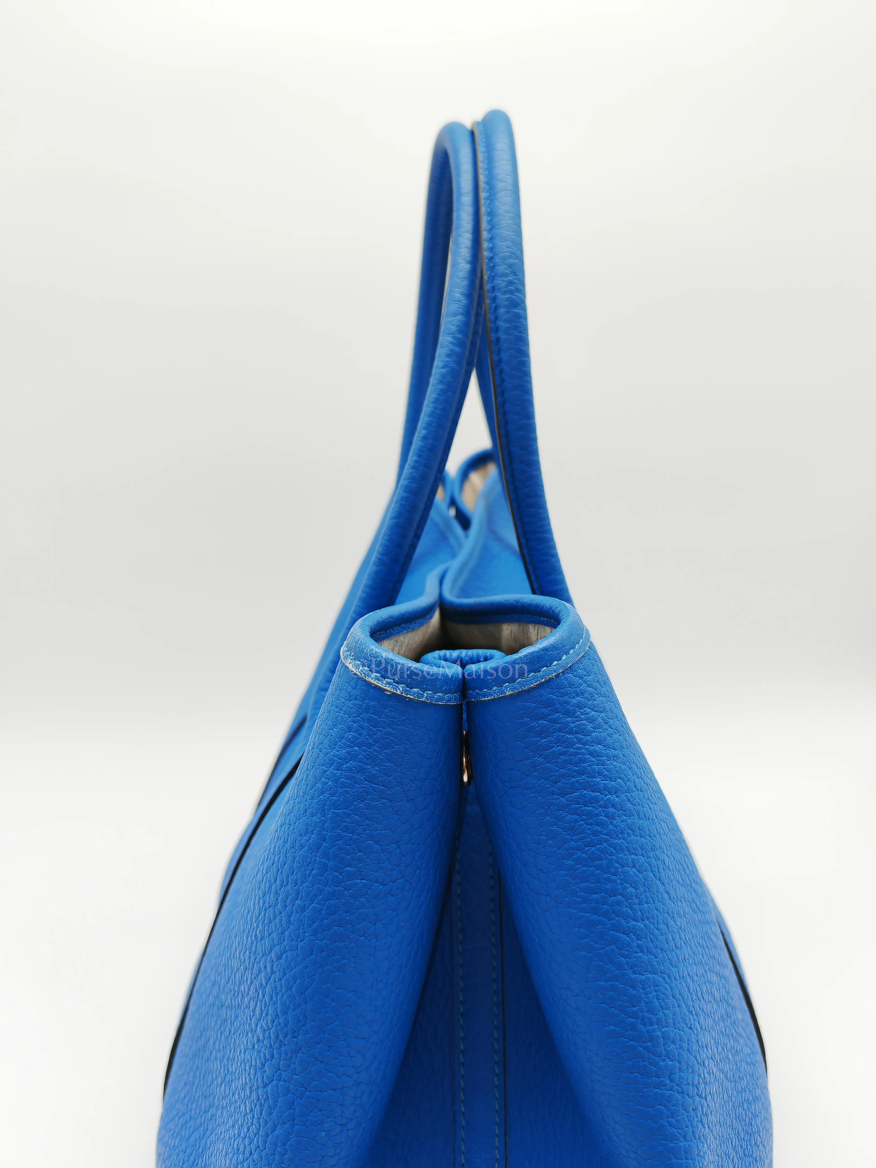 Hermes Garden Party Tote 36 (GPT) in Blue Hydra Fjord Leather and Palladium Hardware Stamp Square P (2012) - Image 15
