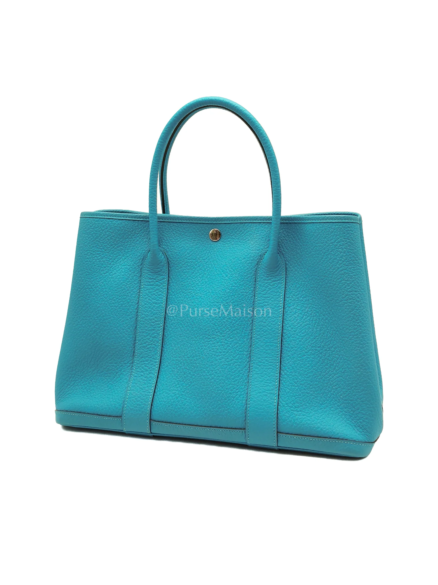 Hermes Garden Party Tote 36 (GPT) in Turqoise Clemence Leather and Palladium Hardware Stamp Square R (2014) - Image 3