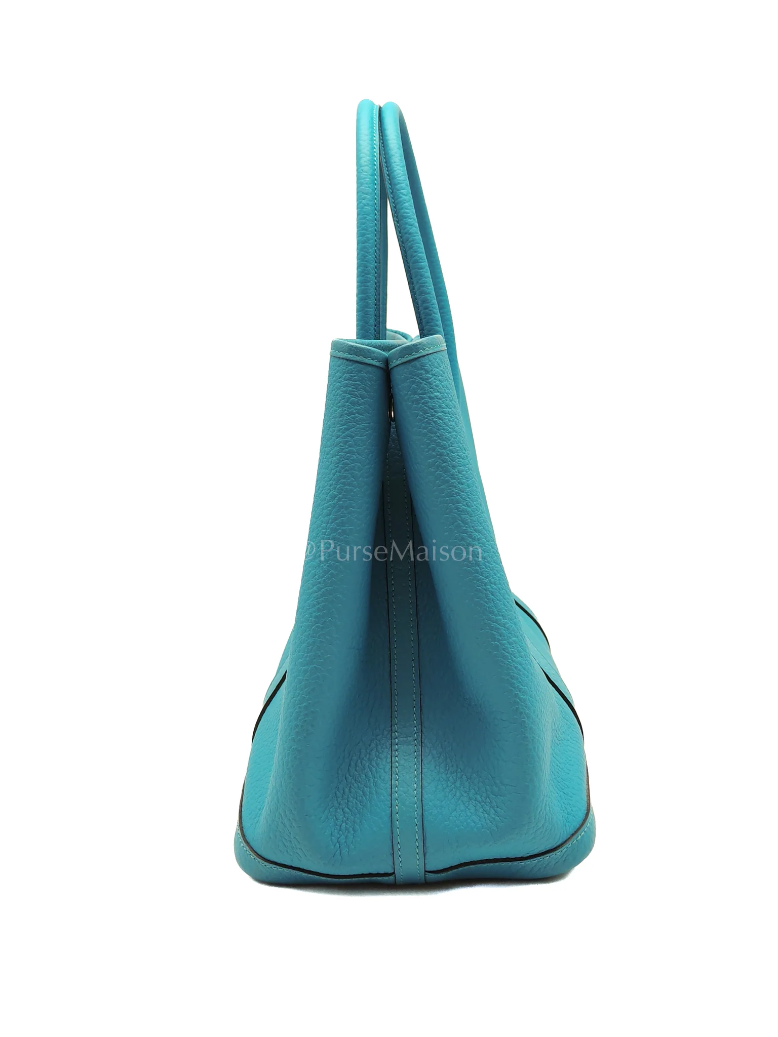 Hermes Garden Party Tote 36 (GPT) in Turqoise Clemence Leather and Palladium Hardware Stamp Square R (2014) - Image 5