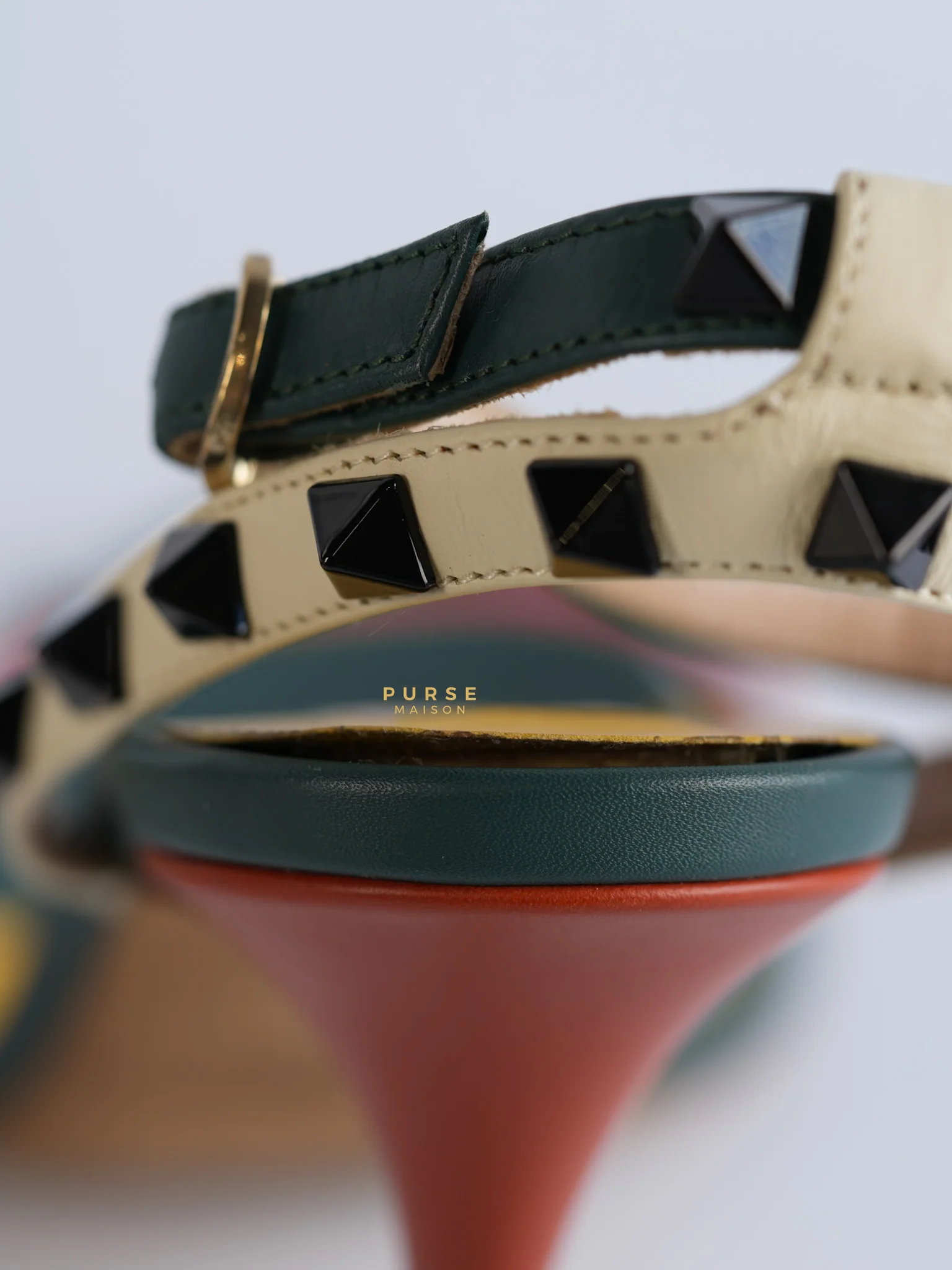 Valentino Green Multicolor Leather Rockstud Open Toe Sandals Size 38 EU (24cm) - Image 15