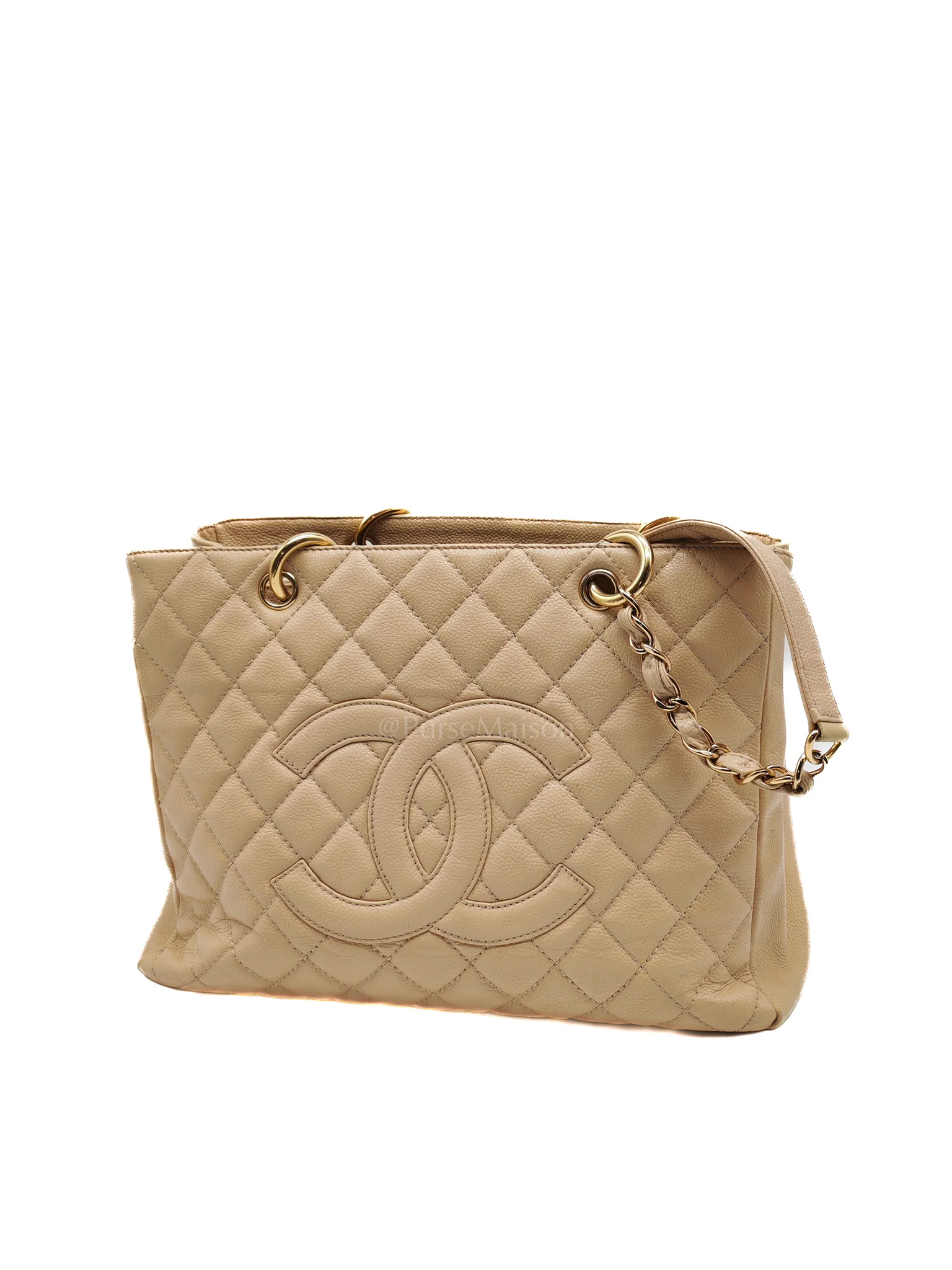 Chanel Grand Shopping Tote (GST) Beige Caviar Leather Gold Hardware Series 12 - Image 3