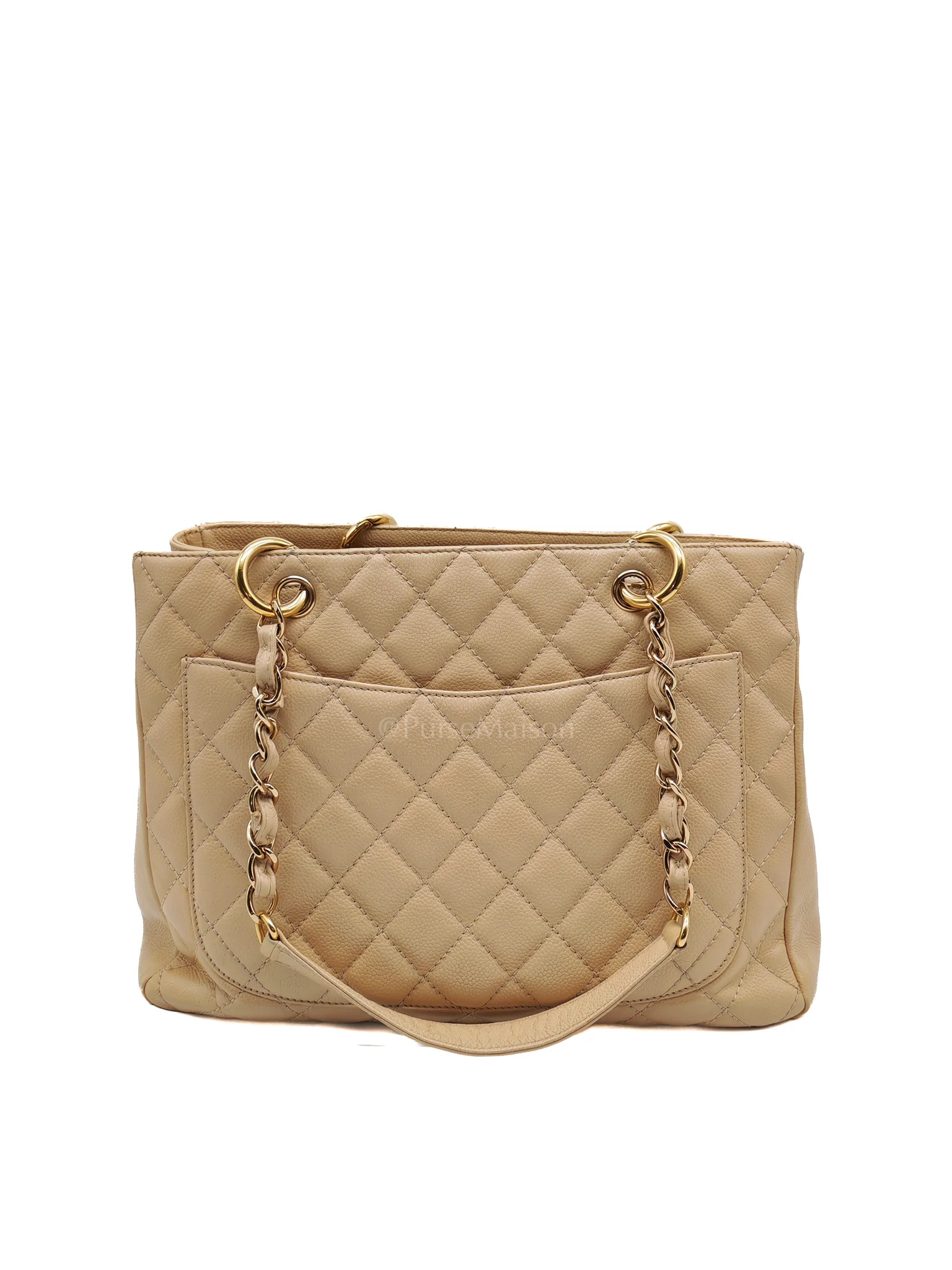 Chanel Grand Shopping Tote (GST) Beige Caviar Leather Gold Hardware Series 12 - Image 4