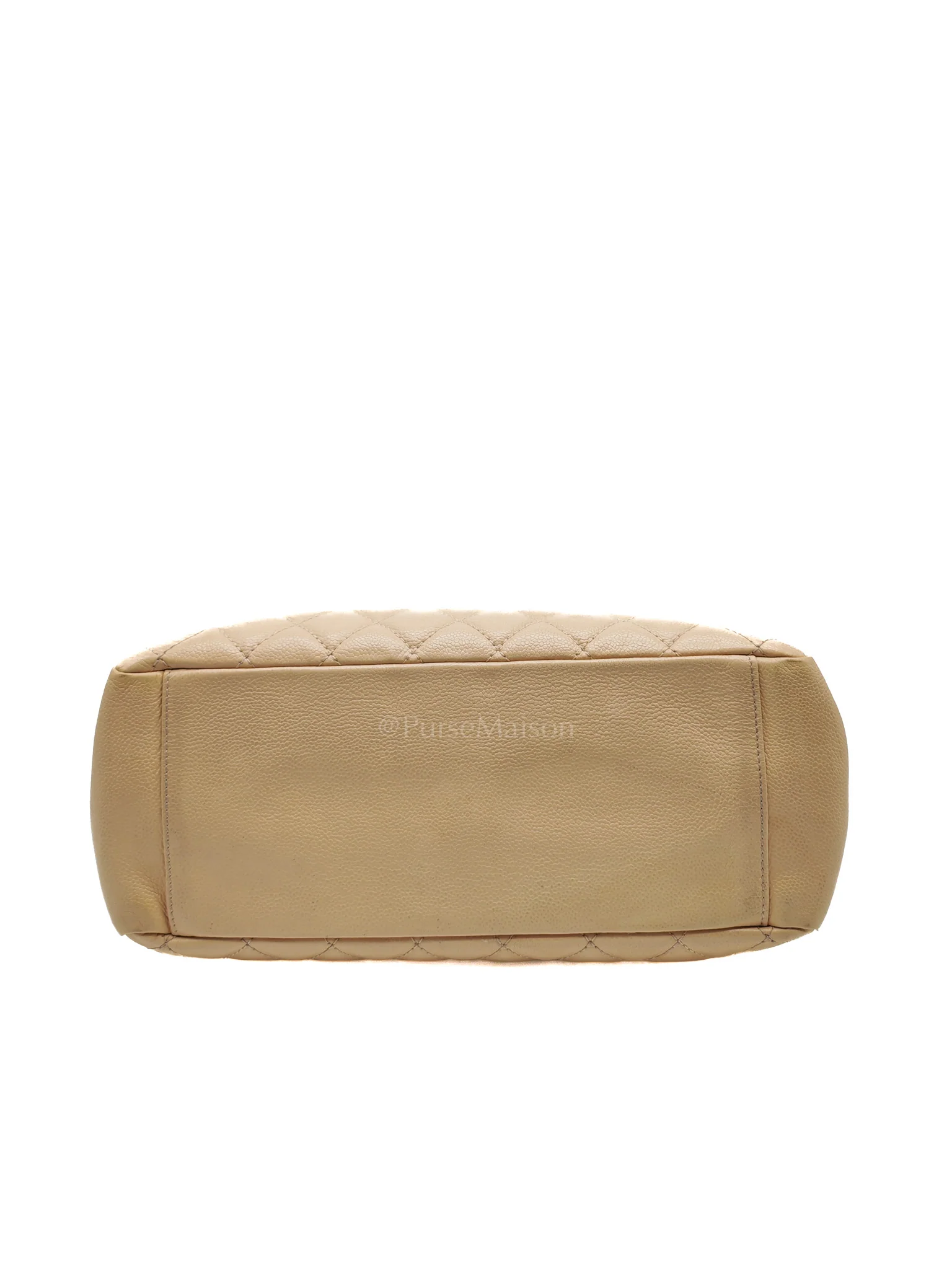 Chanel Grand Shopping Tote (GST) Beige Caviar Leather Gold Hardware Series 12 - Image 7