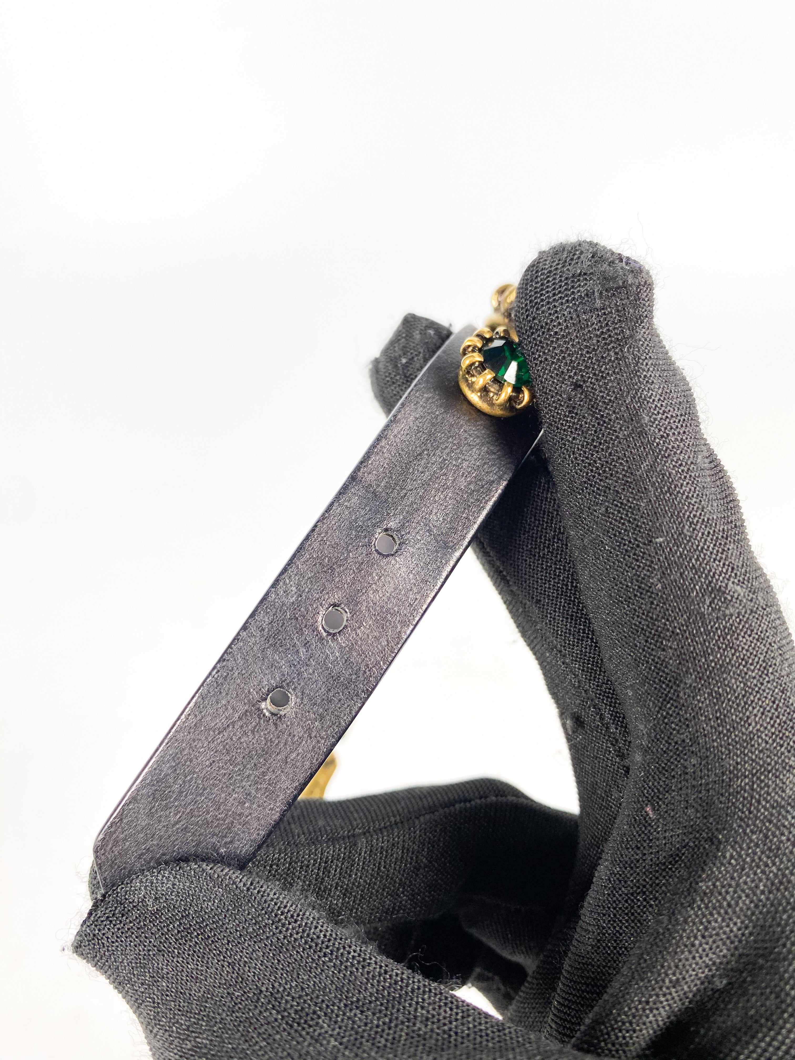 Gucci Gucci Feline Head and Crystal Black Leather Bracelet - Image 11