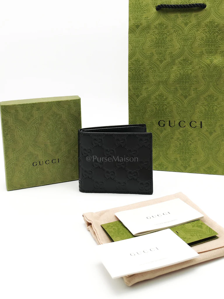 Gucci Guccissima Black Signature Calfskin Leather Bifold Wallet - Image 11