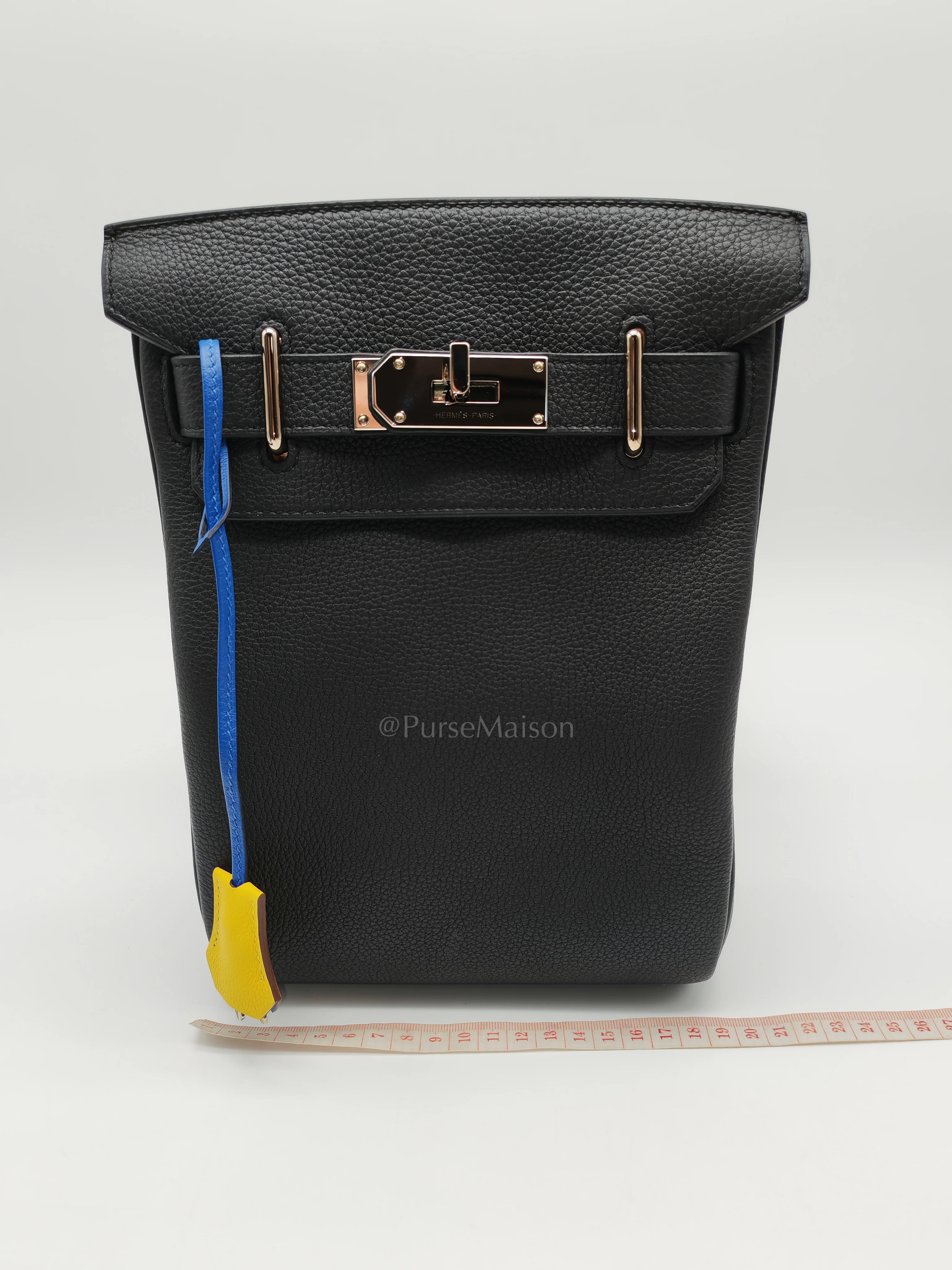Hermes Hac A Dos Tri-color Black/Bleu de France/Jaune de Naples Togo Leather Palladium Hardware Stamp U(2022) - Image 24