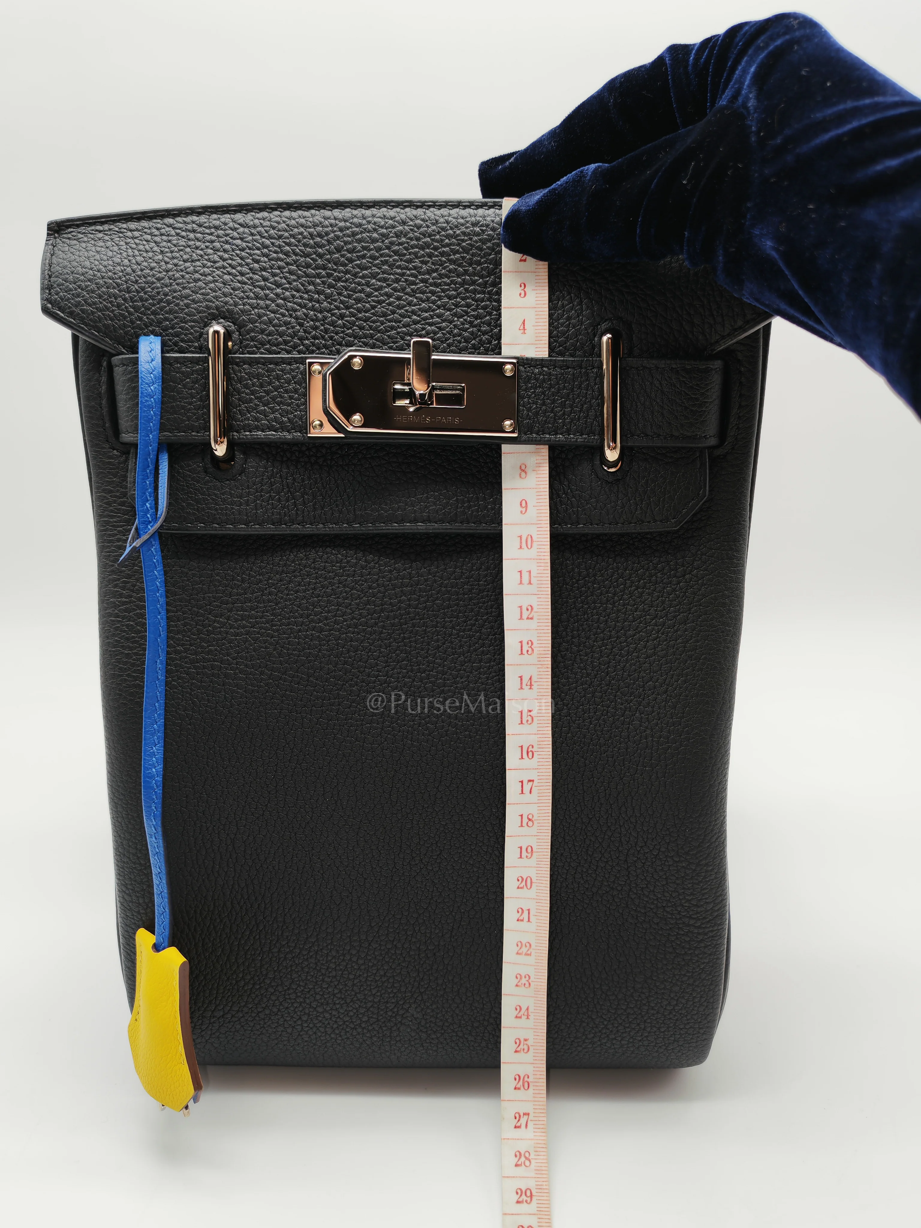 Hermes Hac A Dos Tri-color Black/Bleu de France/Jaune de Naples Togo Leather Palladium Hardware Stamp U(2022) - Image 25