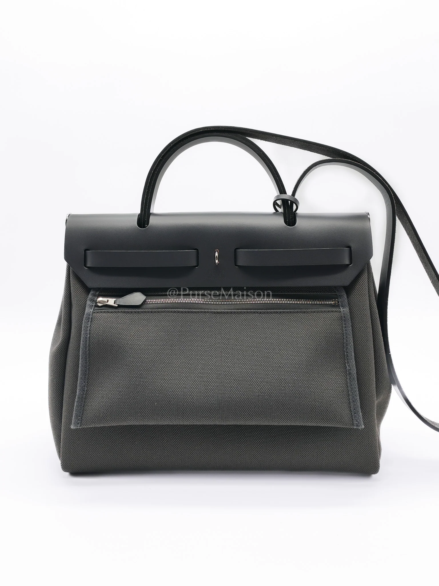 Hermes Herbag Zip 31 in Grey Canvas Palladium Hardware Stamp K(2025) - Image 4