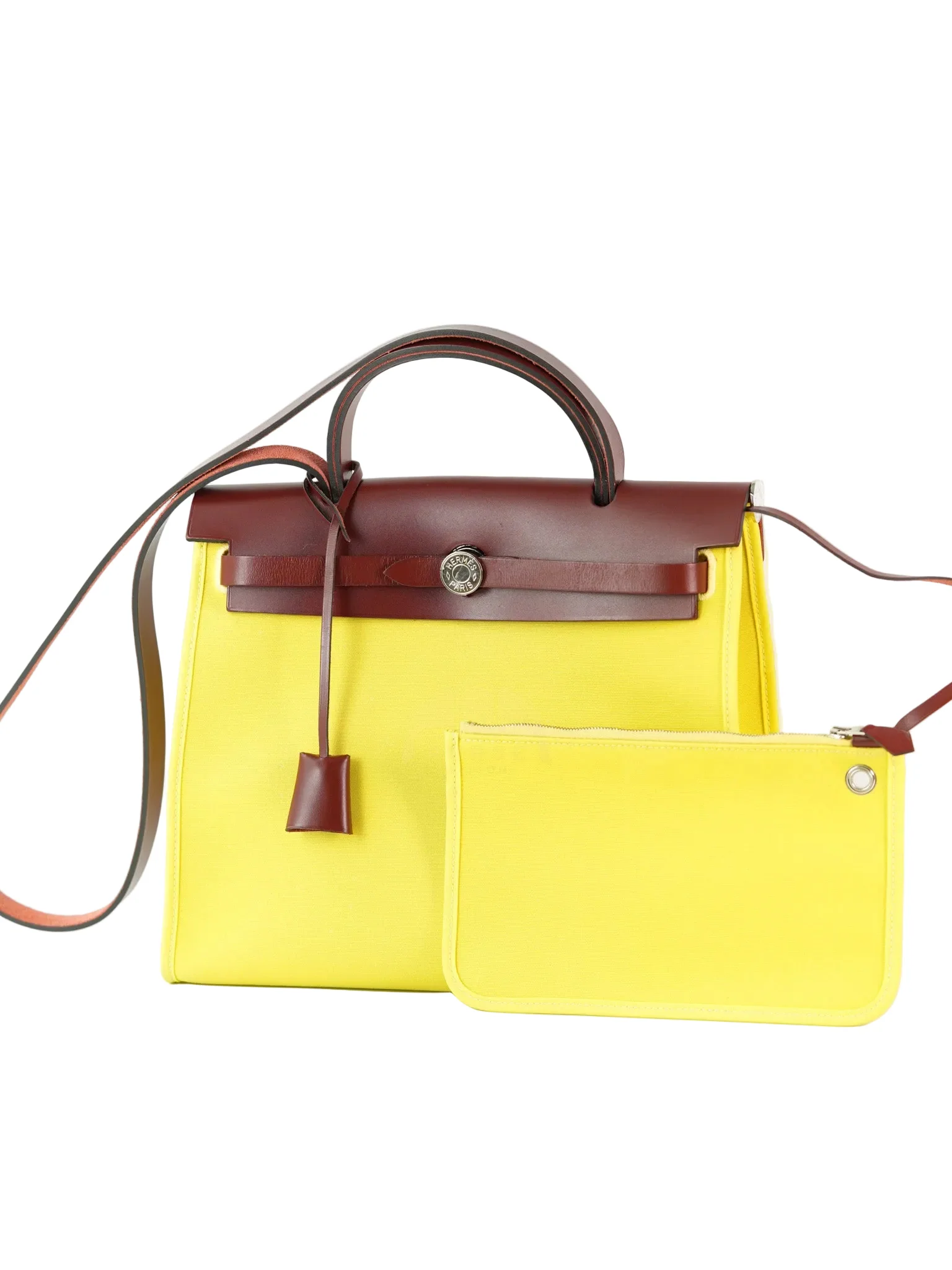 Hermes Herbag 31 in Yellow Green Leather & Palladium Hardware Stamp A (2017) - Image 3