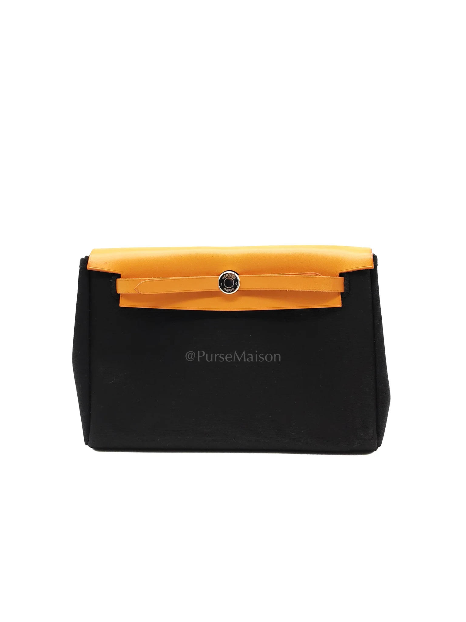 Hermes Herbag Clutch in Black Canvas Stamp C (2018)