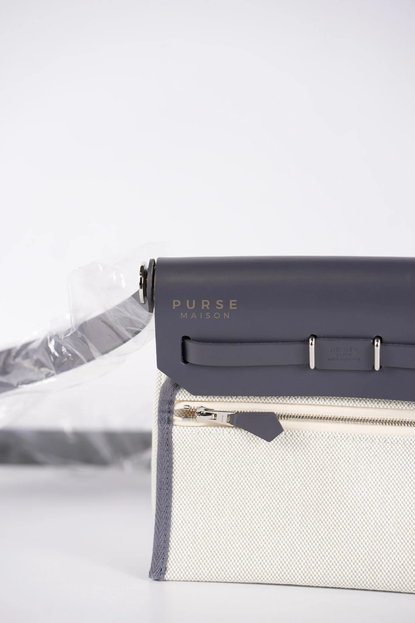 Hermes Mini Herbag Zip 20 in Gray and Palladium Hardware Stamp K (2025) - Image 12