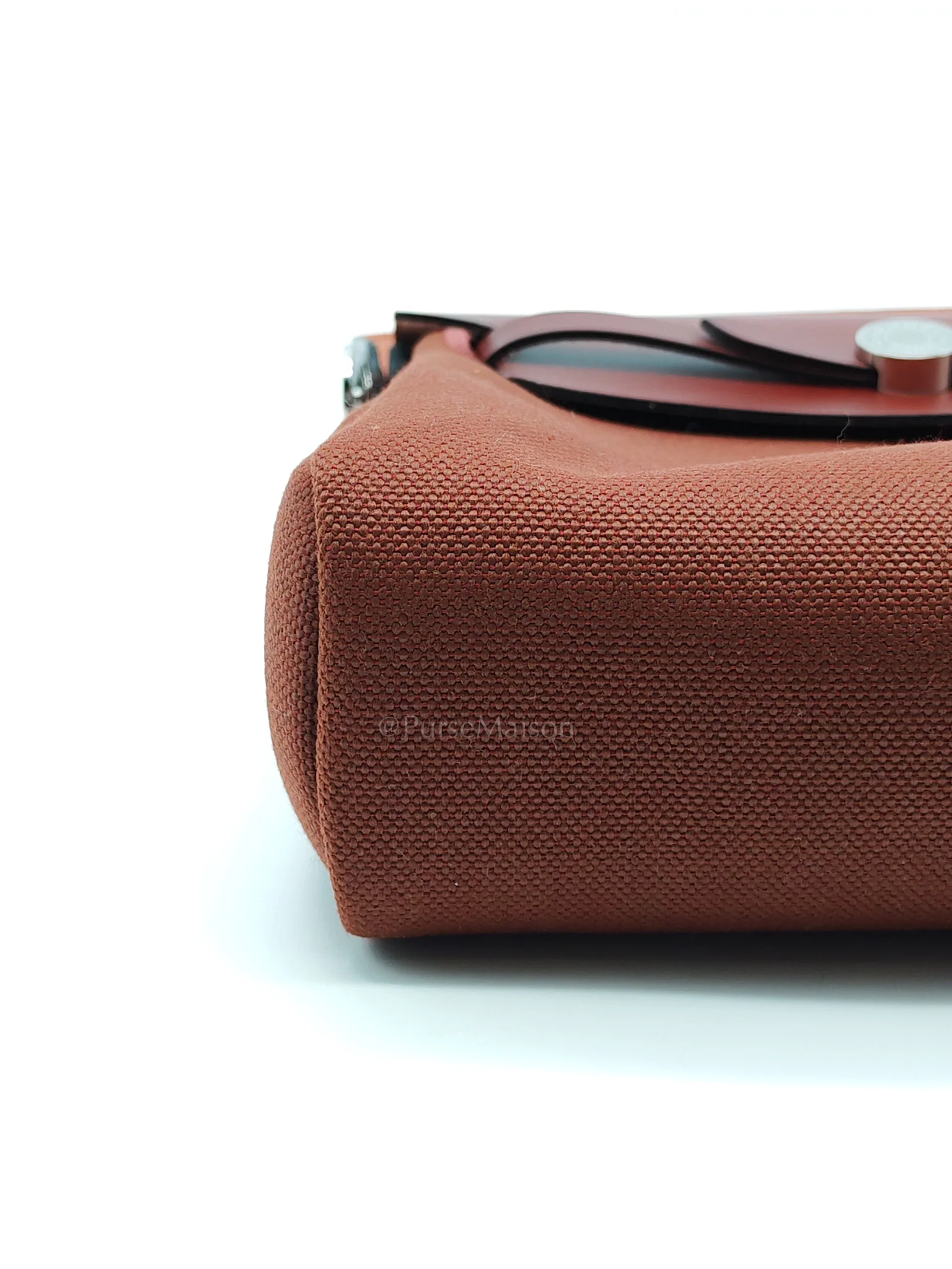 Hermes Herbag Mini in Rouge Canvas and Palladium Hardware Stamp K(2025) - Image 10