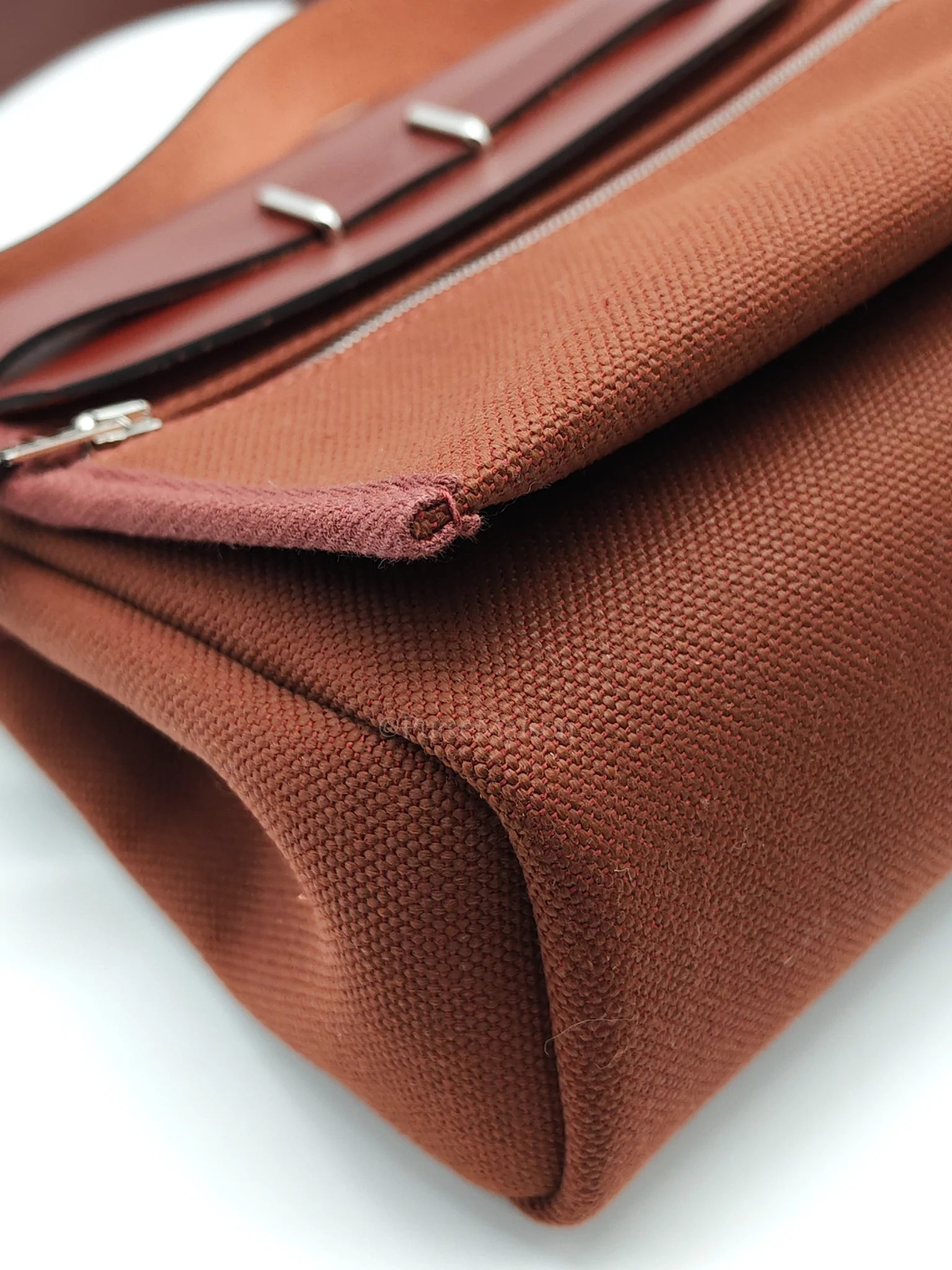 Hermes Herbag Mini in Rouge Canvas and Palladium Hardware Stamp K(2025) - Image 13