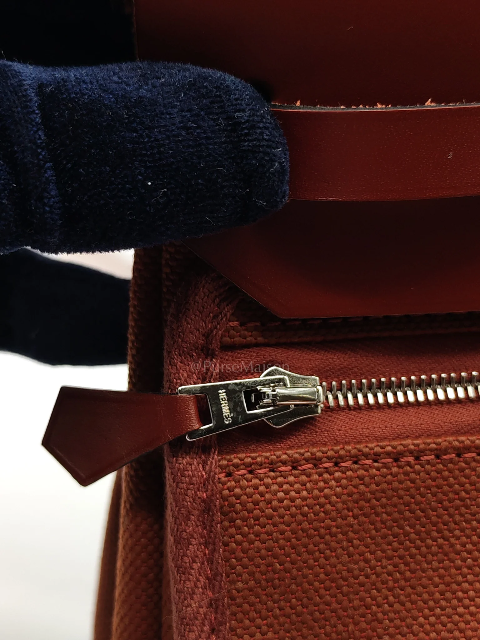 Hermes Herbag Mini in Rouge Canvas and Palladium Hardware Stamp K(2025) - Image 18