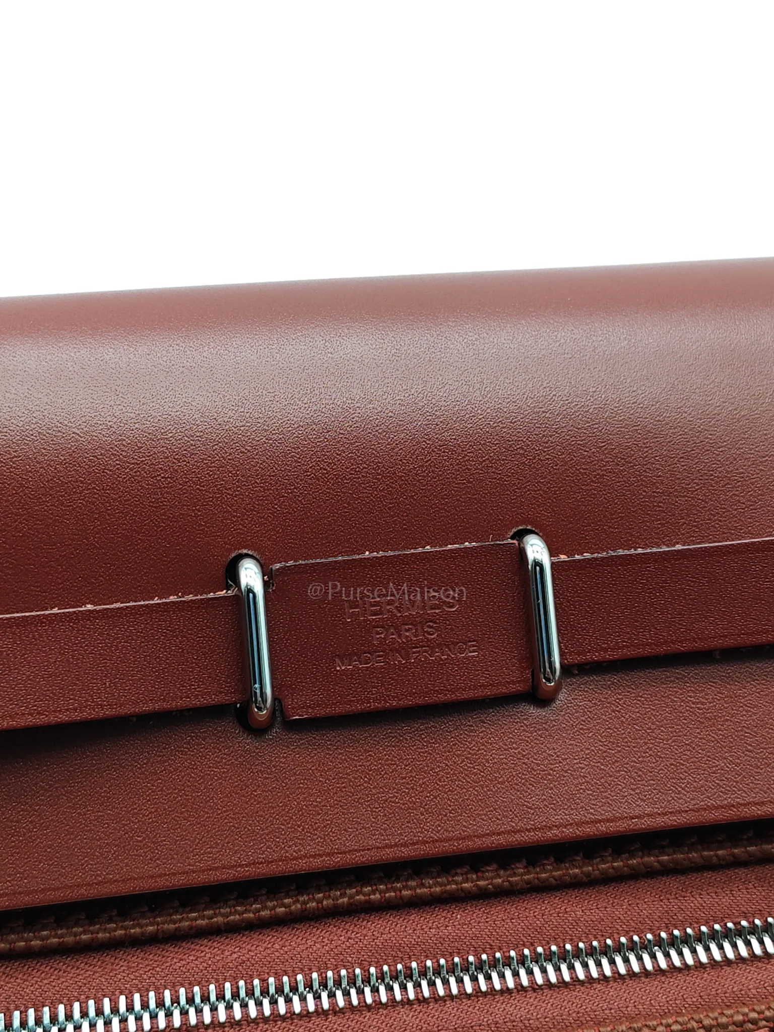 Hermes Herbag Mini in Rouge Canvas and Palladium Hardware Stamp K(2025) - Image 19