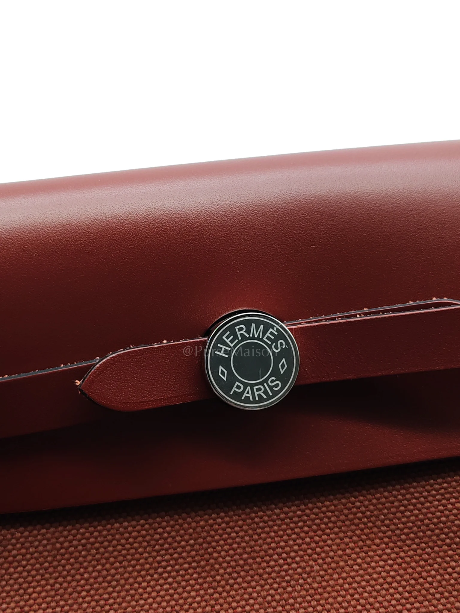 Hermes Herbag Mini in Rouge Canvas and Palladium Hardware Stamp K(2025) - Image 22