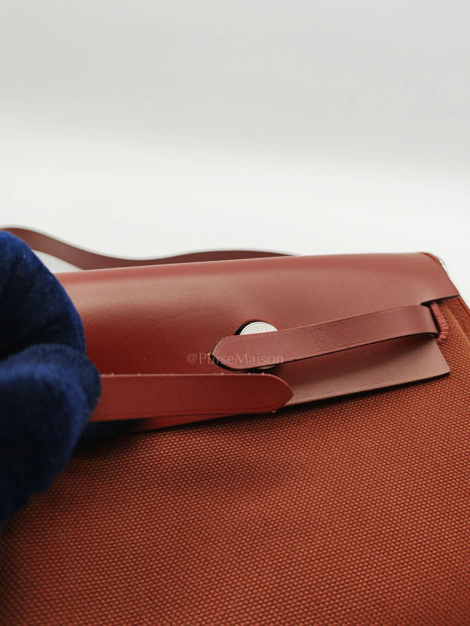 Hermes Herbag Mini in Rouge Canvas and Palladium Hardware Stamp K(2025) - Image 24