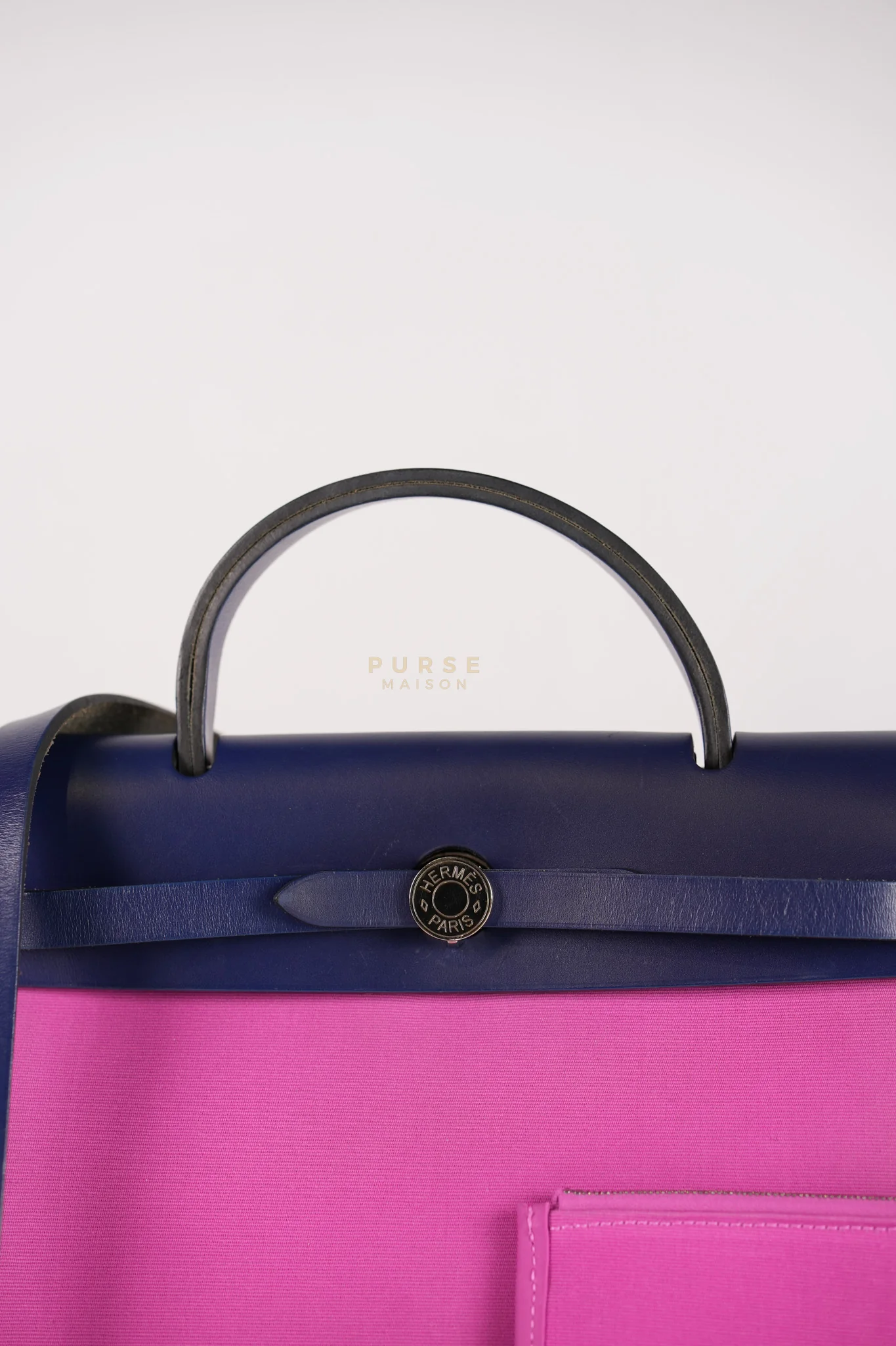 Hermes Herbag Zip 31 Vache Hunter Toile Officier Magnolia/Bleu Saphir and Palladium Hardware Stamp Y (2020) - Image 14