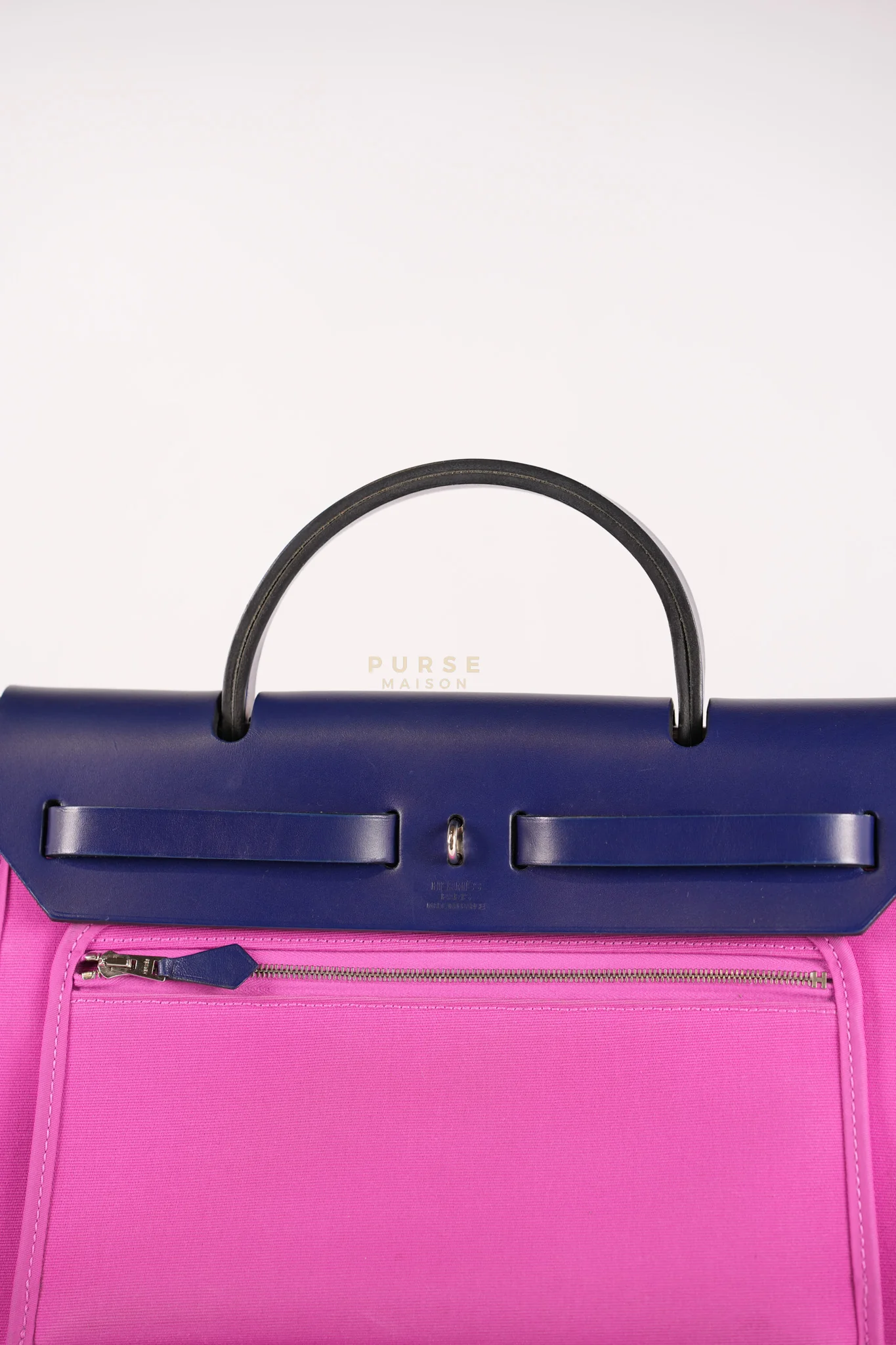 Hermes Herbag Zip 31 Vache Hunter Toile Officier Magnolia/Bleu Saphir and Palladium Hardware Stamp Y (2020) - Image 18