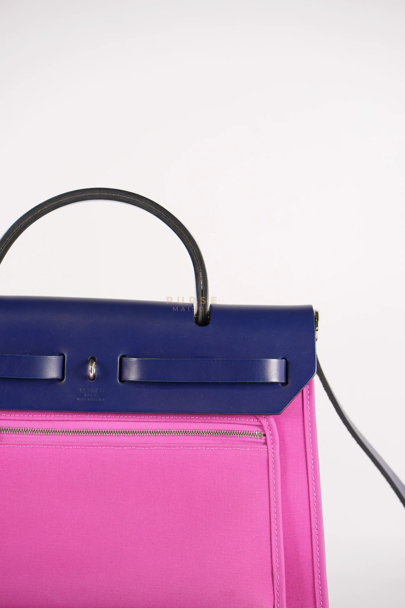 Hermes Herbag Zip 31 Vache Hunter Toile Officier Magnolia/Bleu Saphir and Palladium Hardware Stamp Y (2020) - Image 19